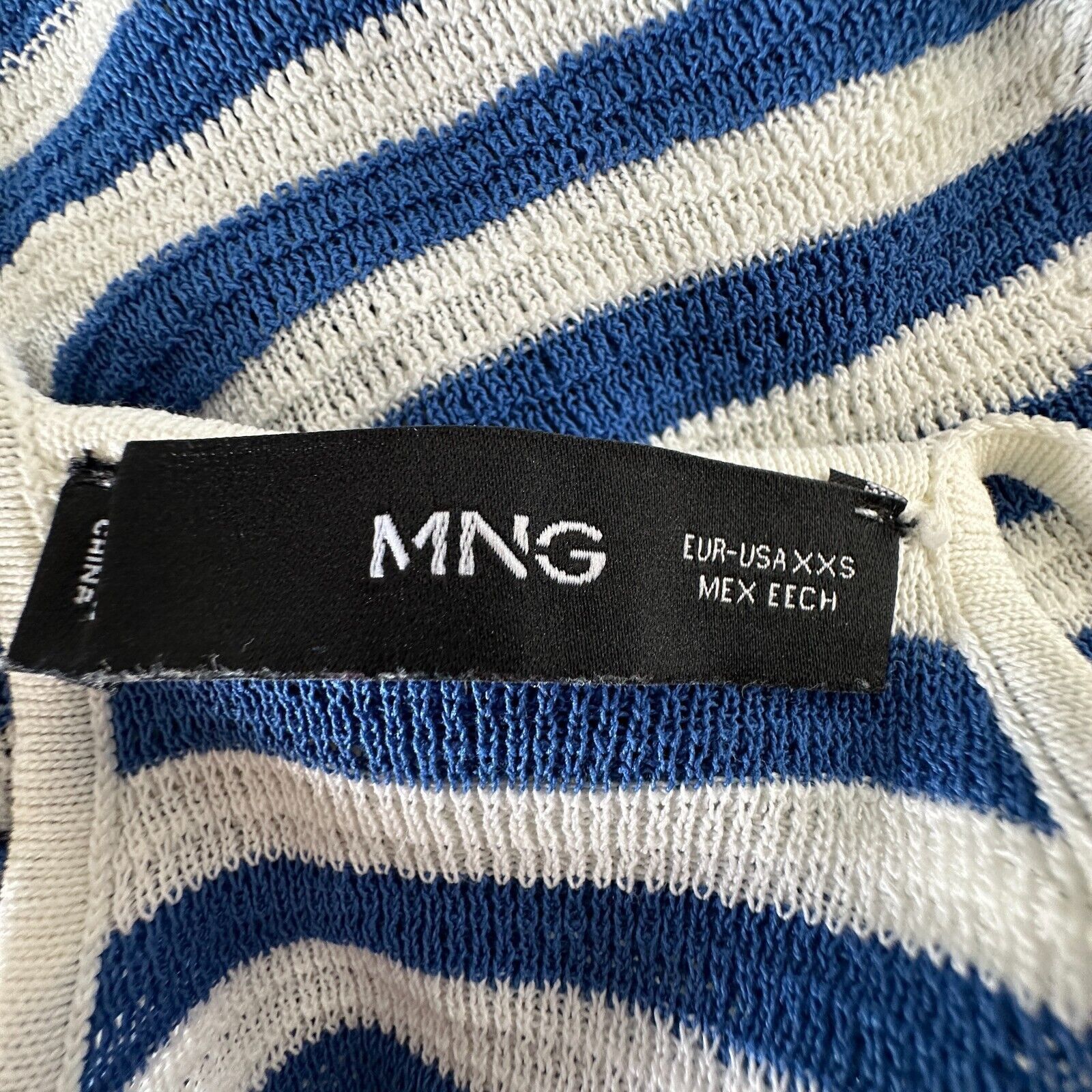 Mango MNG White Blue Striped V-Neck Thin Straps Maxi Dress XXS Size XXS / US 00 / IT 34 - 7 Thumbnail