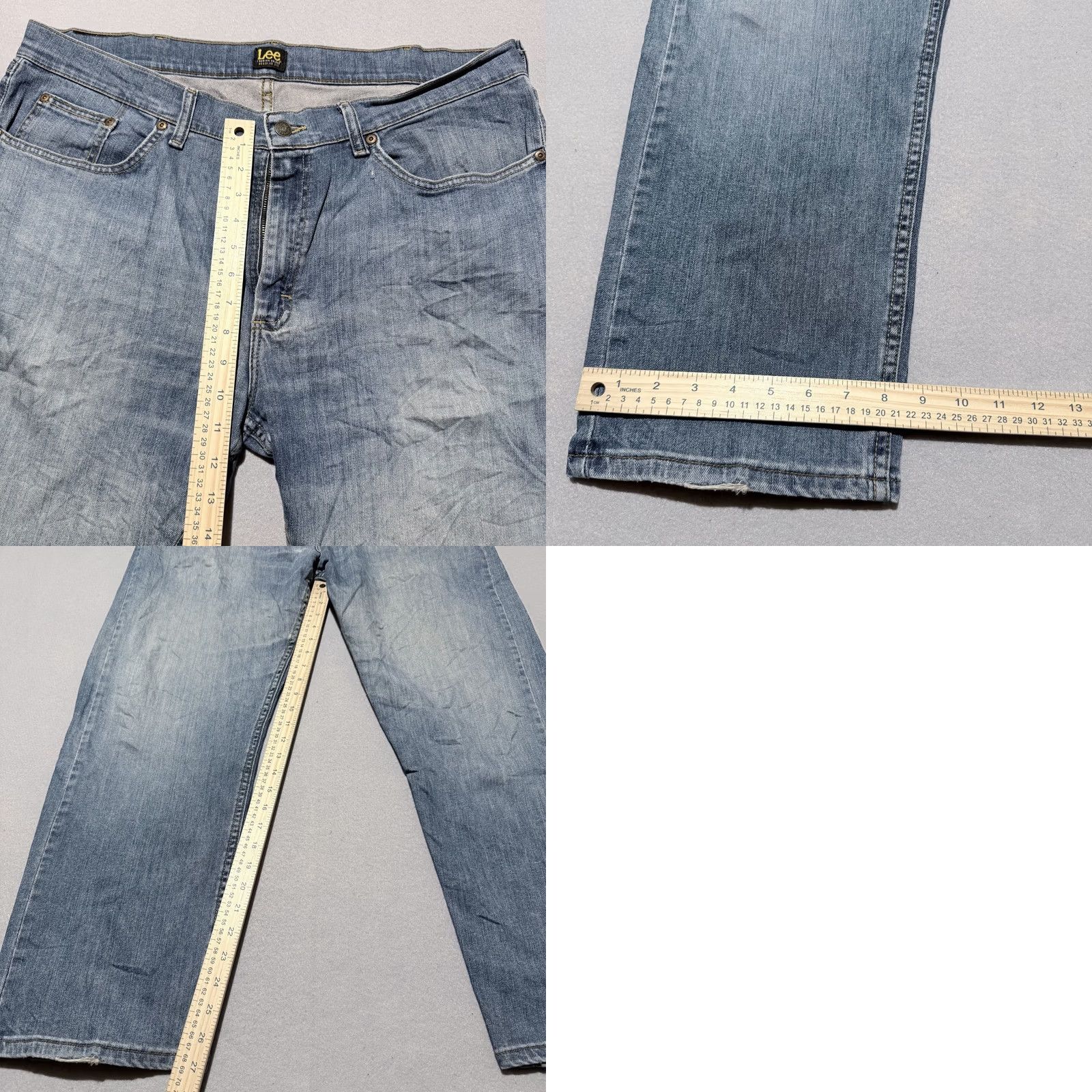 Lee Lee Jeans Men Blue Denim Stretch Mid Rise Classic Straight Zip Fly 38x30 Size US 38 / EU 54 - 9 Thumbnail