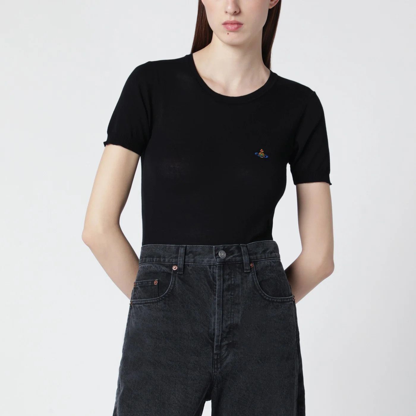 Vivienne Westwood o1d2blof0526 Cotton Short Sleeve T-Shirt in Black Size S / US 4 / IT 40 - 1 Thumbnail