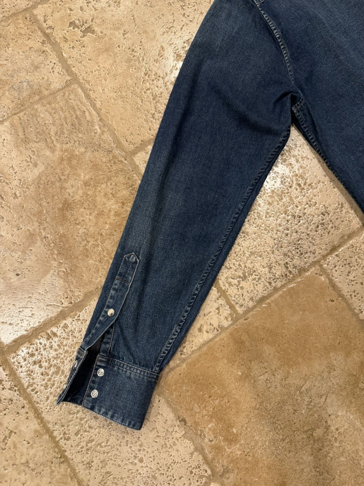 Celine Celine x Hedi Western Stone Wash Blue Denim Button Up Shirt Size US XXL / EU 58 / 5 - 15 Thumbnail