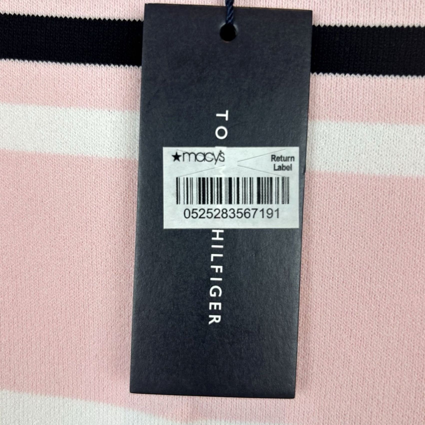 Tommy Hilfiger Tommy Hilfiger Top Womens Medium Bell Sleeve Sweater Pink Stripe Knit Bell Sleeve Crew Neck Logo Pullover Winter Spring Fall Size M / US 6-8 / IT 42-44 - 4 Thumbnail