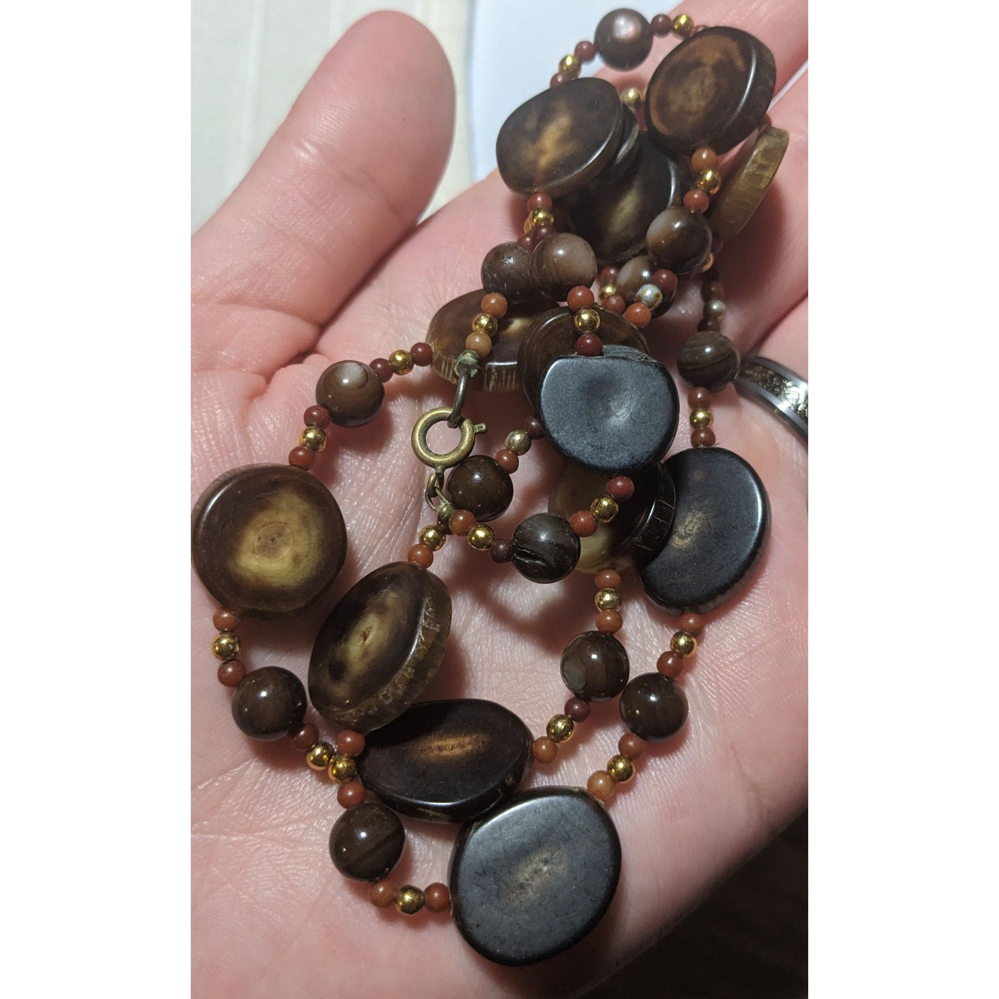Other Vintage Polished Wood Slice Beaded Necklace Size ONE SIZE - 4 Thumbnail