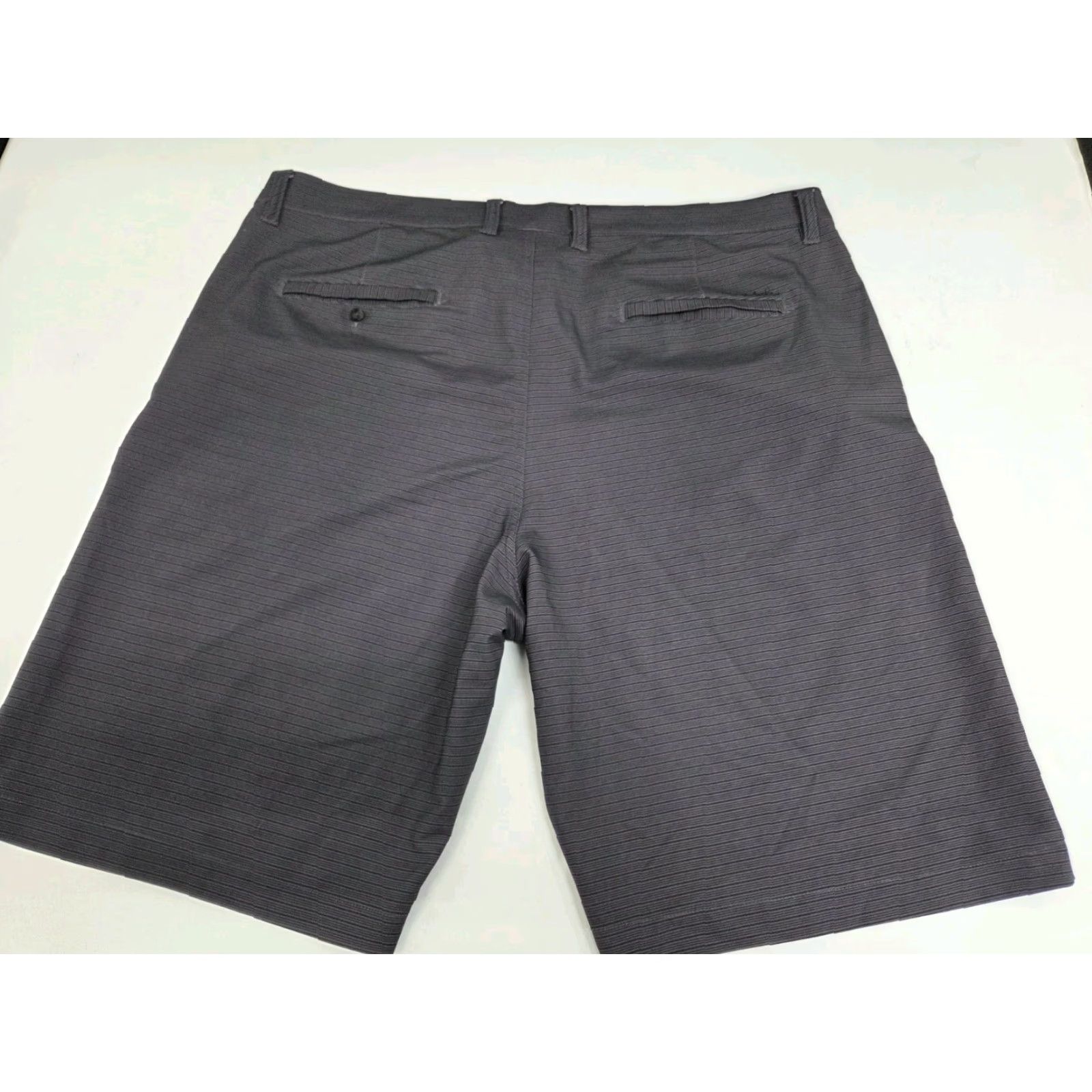 TravisMathew Travis Mathew Mens Chino Golf Shorts Grey/Black Stripe 40 Regular Inseam 10in Zip Front Pattern Striped Golfing Casual Activewear Summer Spring Fall Size US 40 / EU 56 - 2 Thumbnail