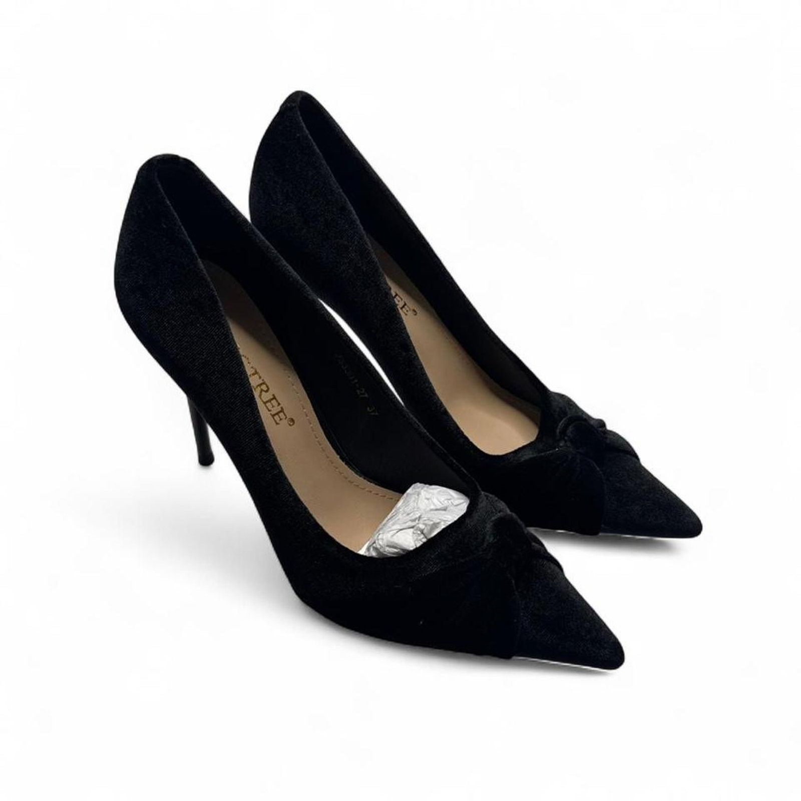 Other Big Tree Black Velour Heels Bow Detail Never Worm size 7(37) Size US 7 / IT 37 - 1 Thumbnail
