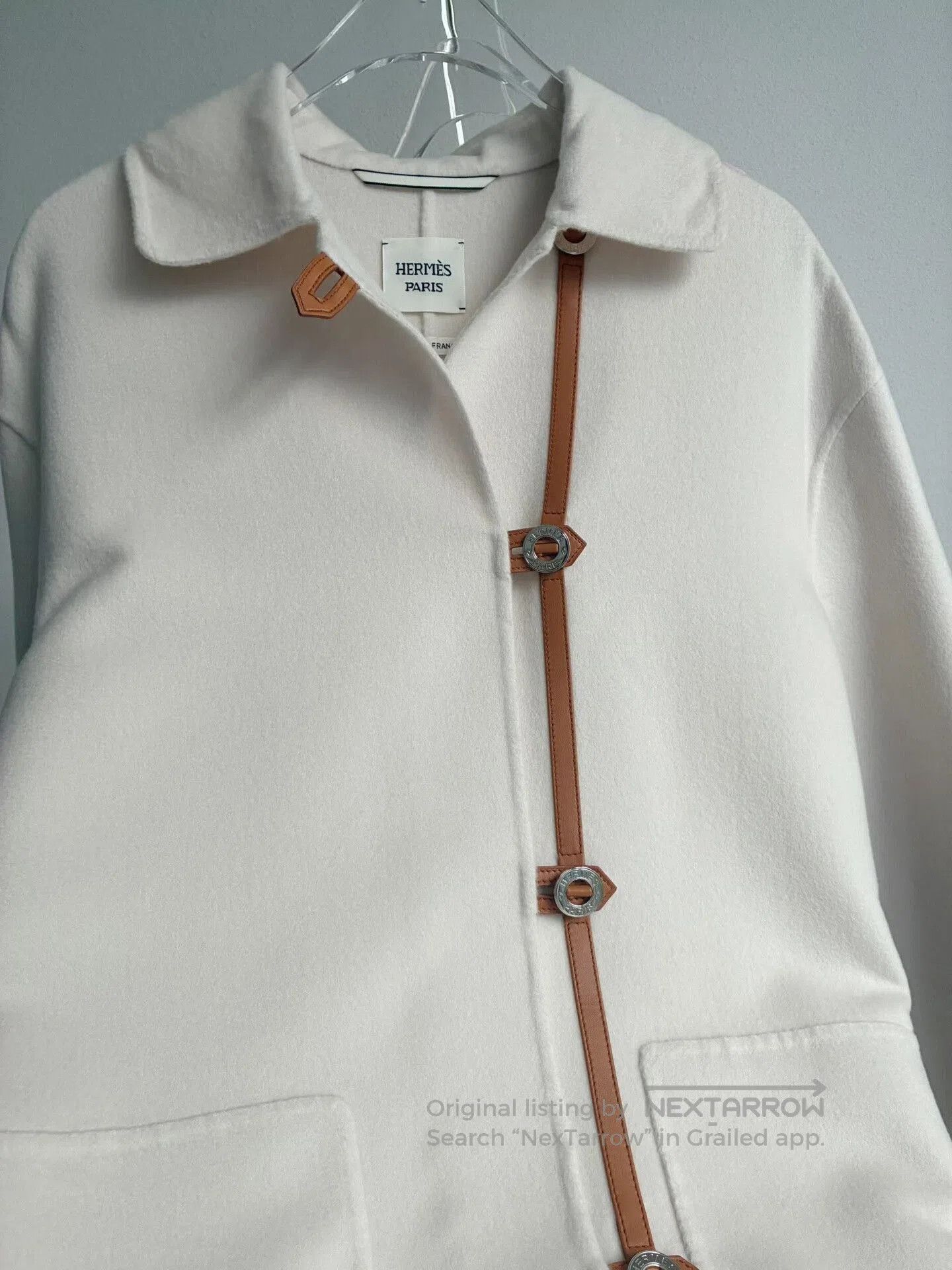 Hermes Hermes Off-White Cashmere Coat. Size XXS / US 00 / IT 34 - 4 Thumbnail
