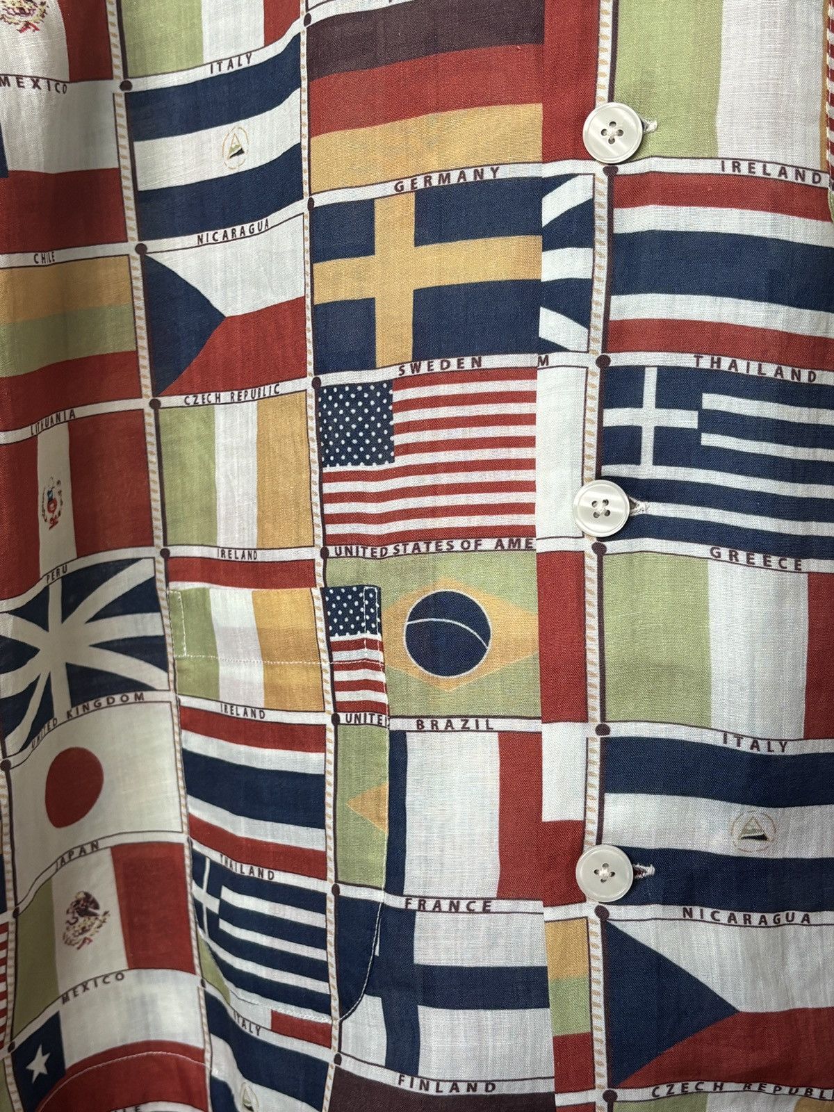 Bode BODE | LINEN FLAG BUTTON UP SHIRT Size US XL / EU 56 / 4 - 7 Thumbnail