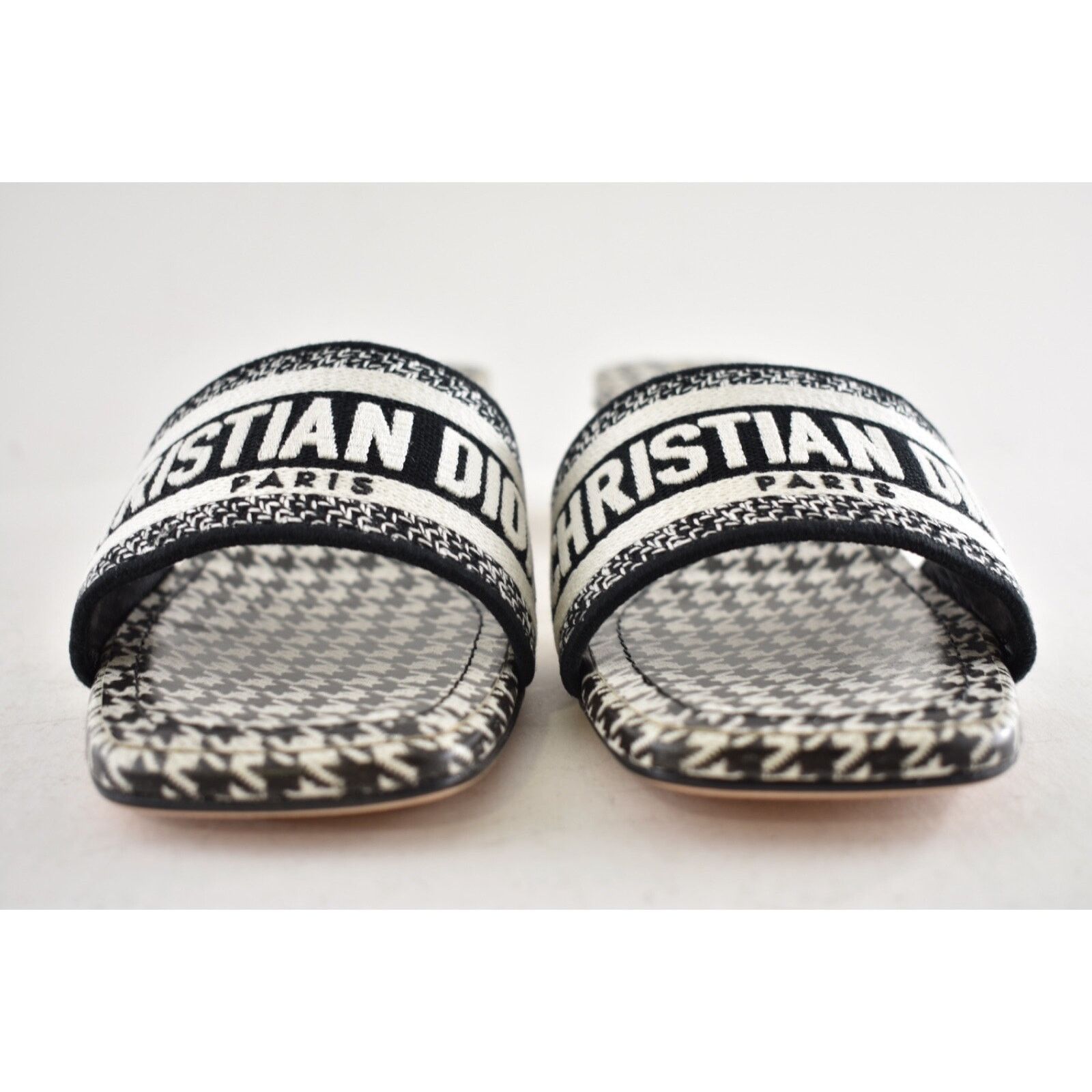 Dior Christian Dior Dway Heeled Slide Black White Houndstooth Size US 8 / IT 38 - 9 Thumbnail