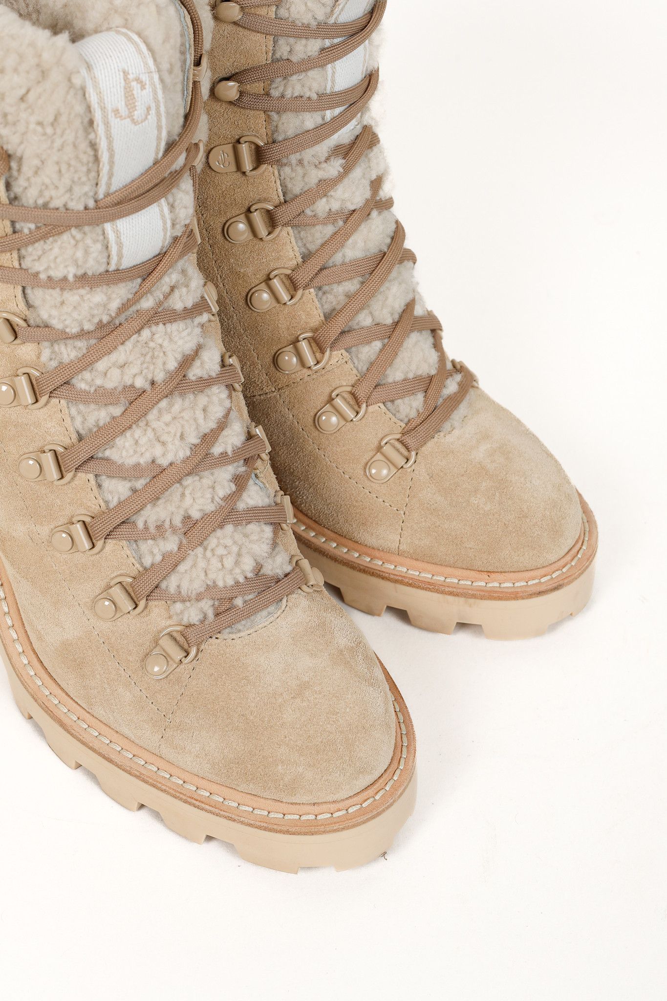 Jimmy Choo Jimmy Choo Eshe Stucco Suede Flat Shearling Hiking Boots Size US 8.5 / IT 38.5 - 6 Thumbnail