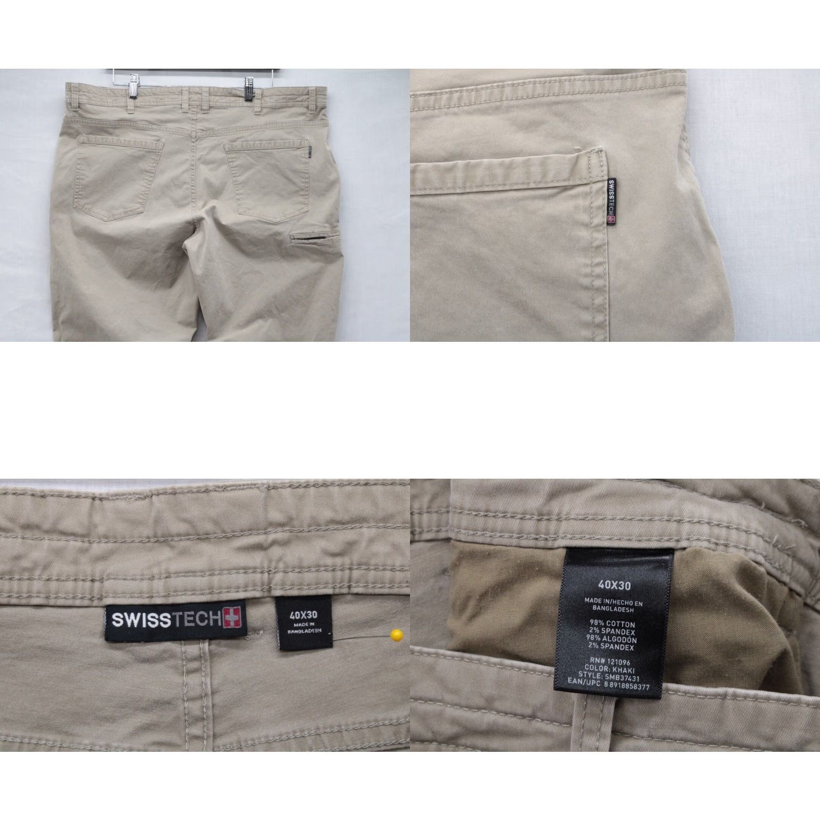 Vintage Swiss Tech Mens Pants 42x29 Khaki Tapered Stretch Chino Outdoor Hiking Size US 42 / EU 58 - 8 Thumbnail