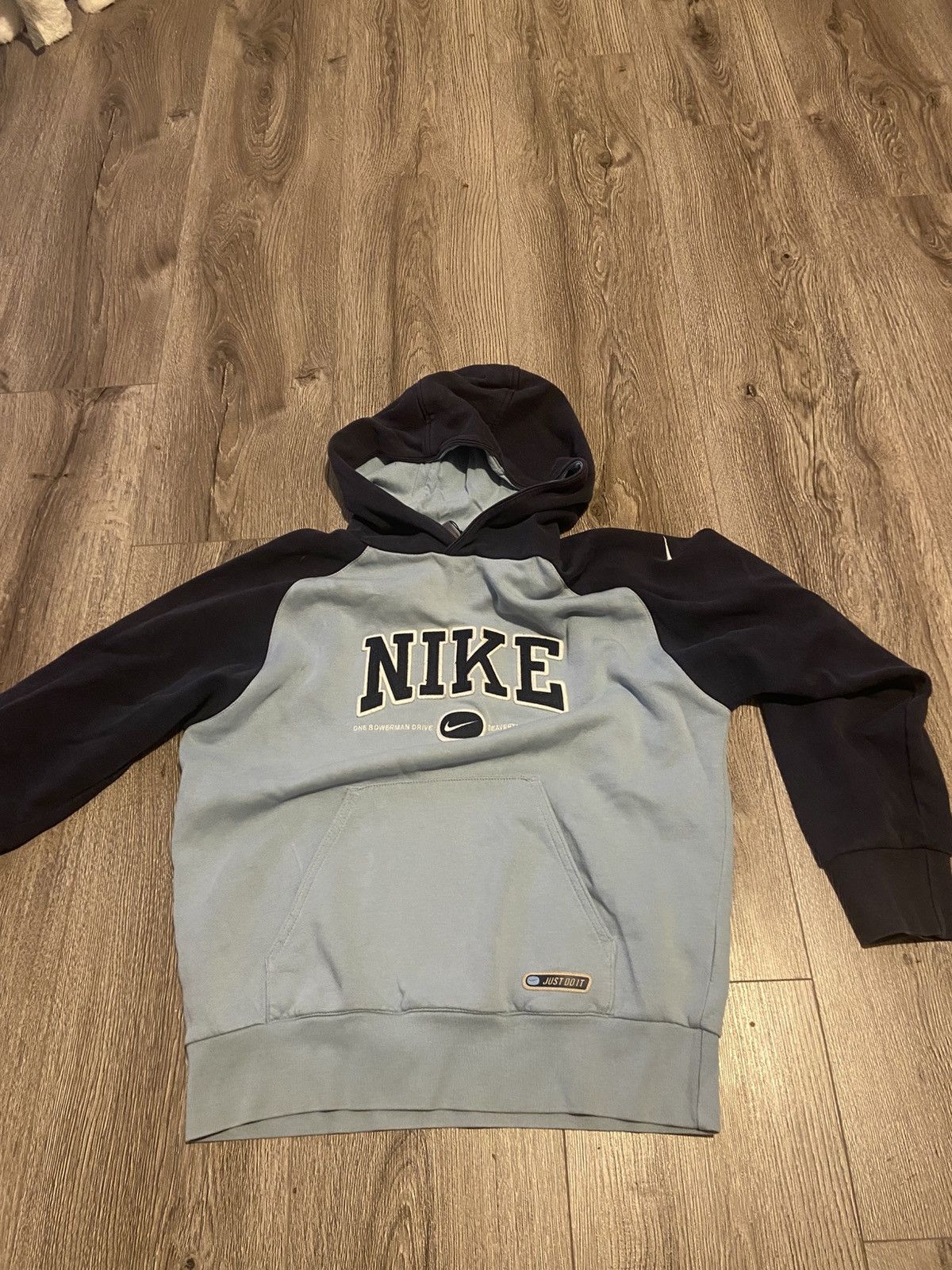 Nike × Vintage vintage nike spellout baby blue hoodie Size US S / EU 44-46 / 1 - 1 Thumbnail