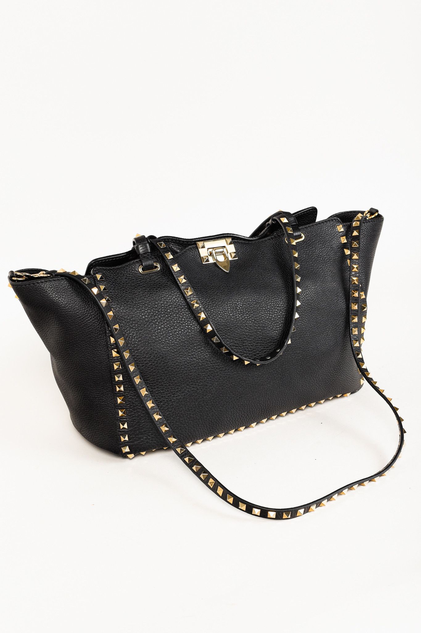 Valentino Valentino Garavani Medium Rockstud Pebbled Calfskin Tote Size ONE SIZE - 6 Thumbnail