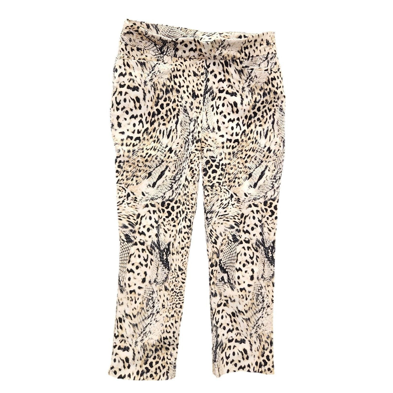 Chicos Chicos Womens Leopard Print Slim Pants Size 00 US 2 Rayon Bl Size 24" / US 00 / IT 34 - 3 Thumbnail