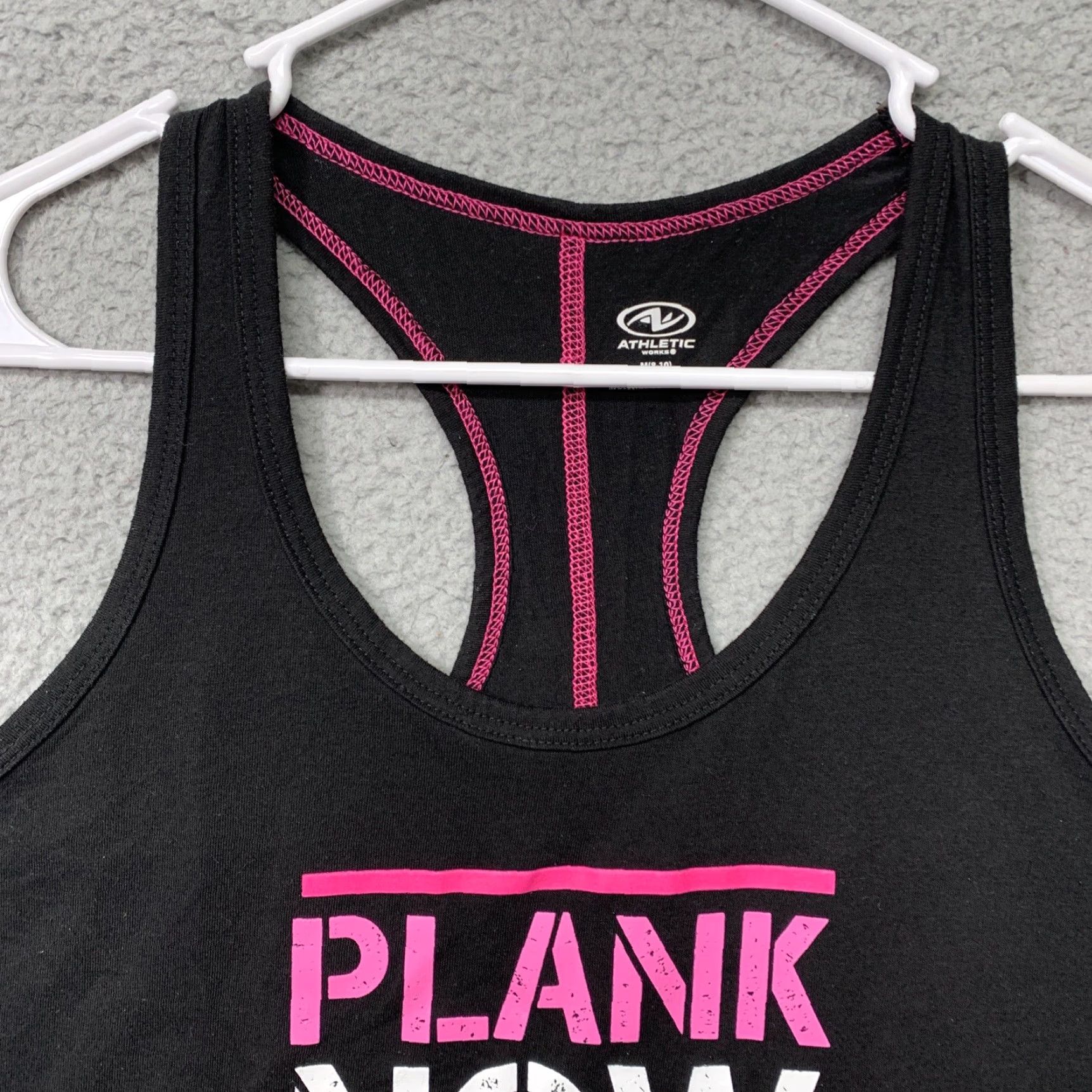 Athletic Works Athletic Works Women's M Racerback Tank Top Black "Plank Now Wine Later" Size M / US 6-8 / IT 42-44 - 2 Thumbnail