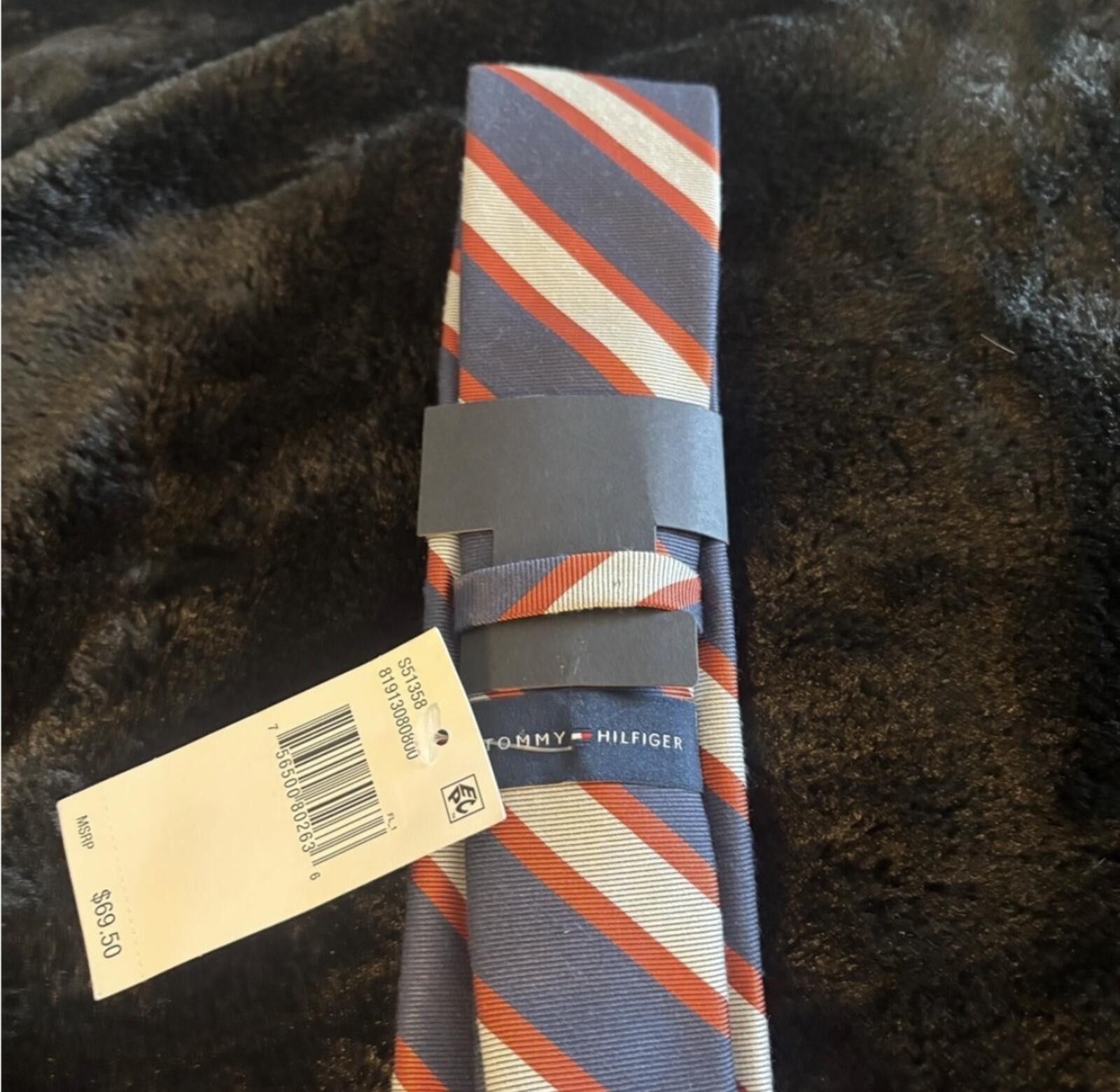 Tommy Hilfiger (Tommy Hilfiger) Men's Striped Tie - Blue and Red Size ONE SIZE - 4 Thumbnail