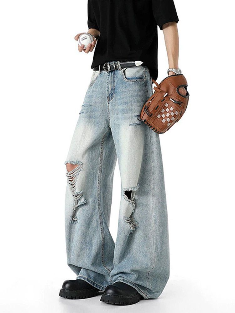 Vintage American retro washed loose ripped scimitar jeans Size US 32 / EU 48 - 5 Thumbnail