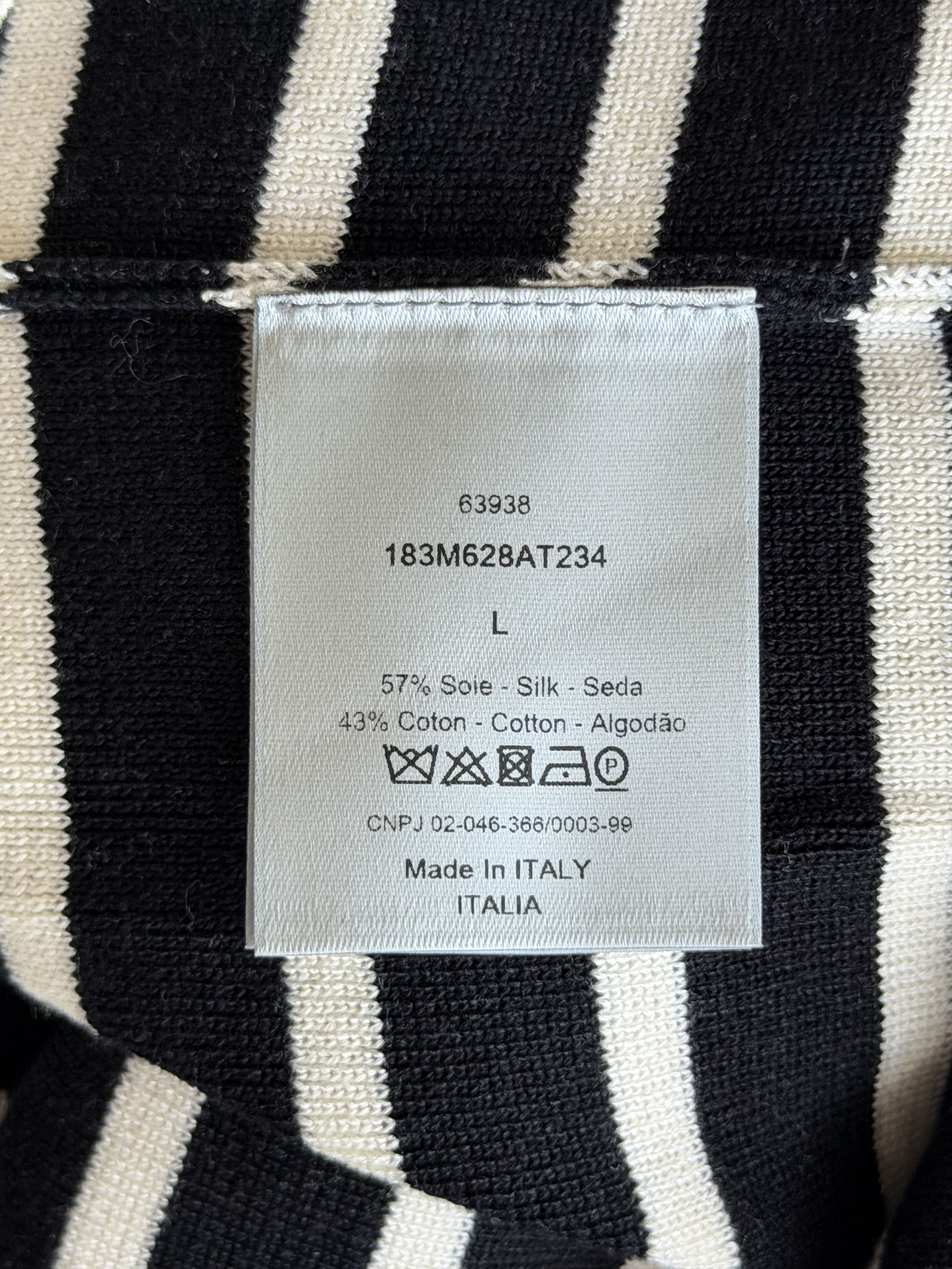 Dior Dior Black & White Striped Logo Longsleeve T-Shirt Size US L / EU 52-54 / 3 - 4 Thumbnail