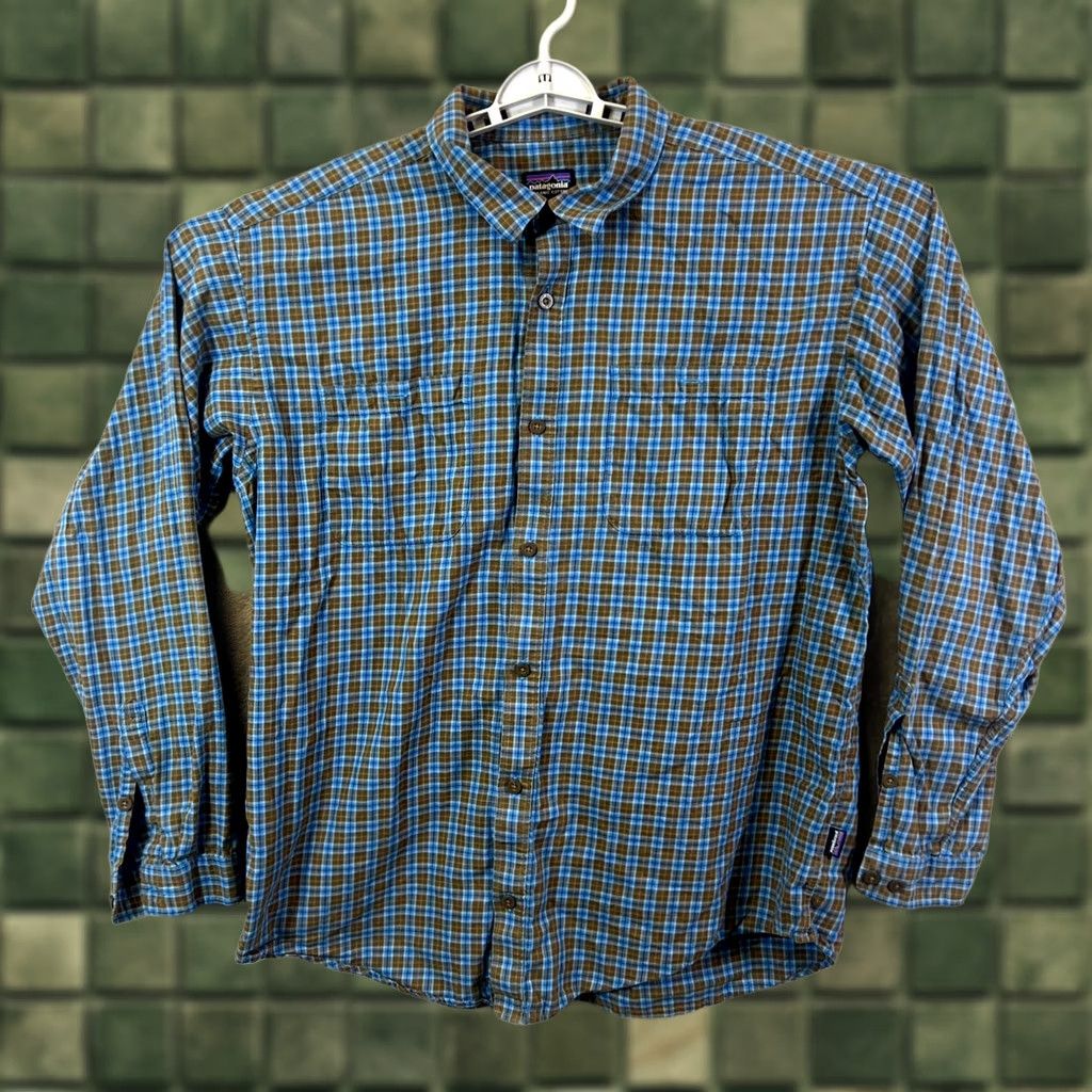 Patagonia Patagonia Button Up Shirt Men's XL Blue Windowpane Plaid Cotton Casual Workwear Size US XL / EU 56 / 4 - 1 Thumbnail