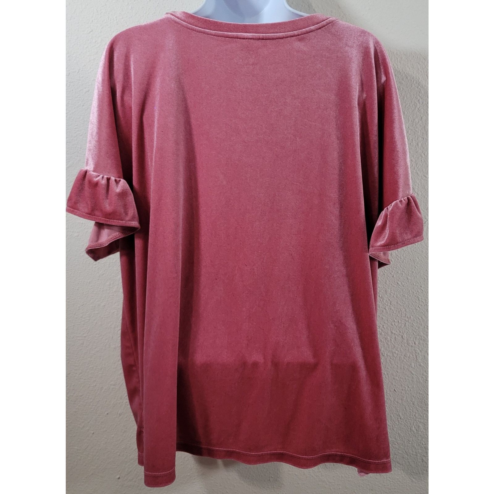 Old Navy Old Navy Pink Glitter Velour Short Ruffled Sleeves Top XL Size XL / US 12-14 / IT 48-50 - 2 Thumbnail