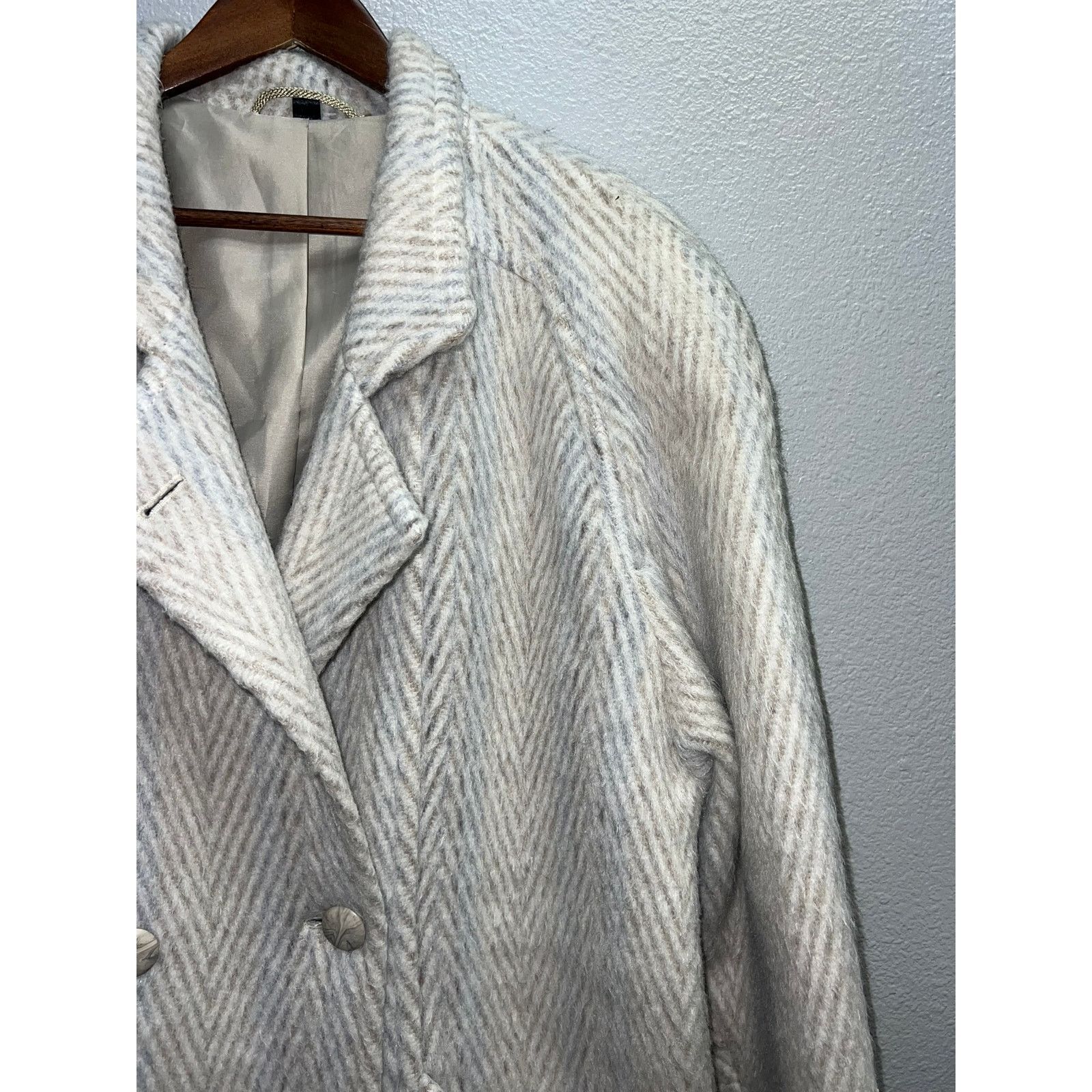 Vintage Womens Luxus Qualitat Mohair Wool Coat Overcoat Herringbone Size XL / US 12-14 / IT 48-50 - 2 Thumbnail