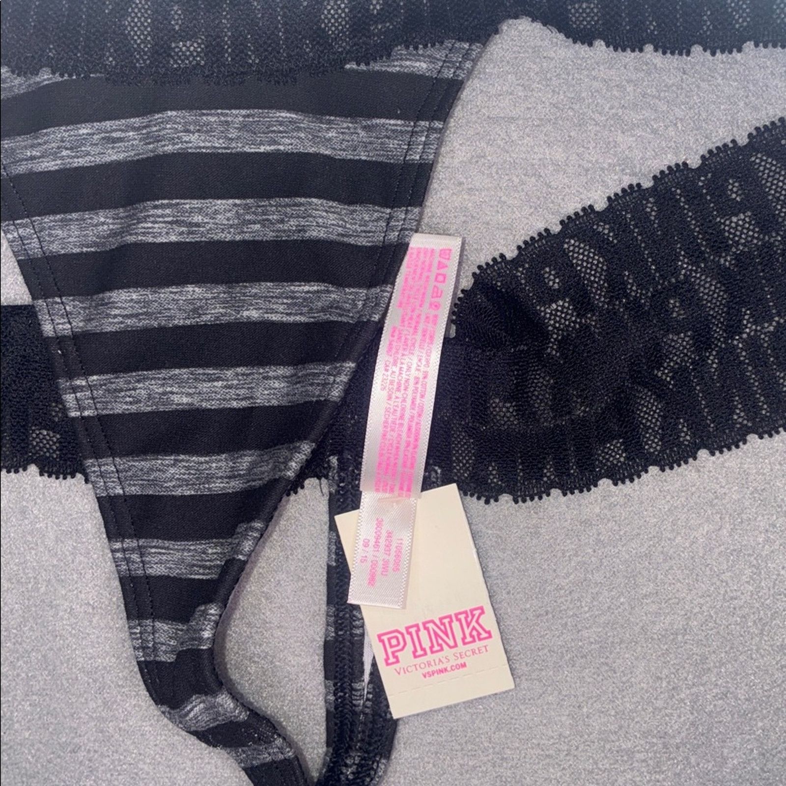 Victoria's Secret PINK Victoria's Secret Black Lace Thong NEW M Size ONE SIZE - 9 Thumbnail