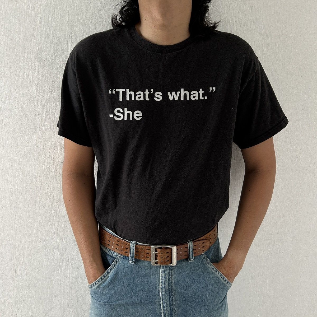 Vintage 1990s Wording Tee - That’s What She Size US M / EU 48-50 / 2 - 1 Thumbnail
