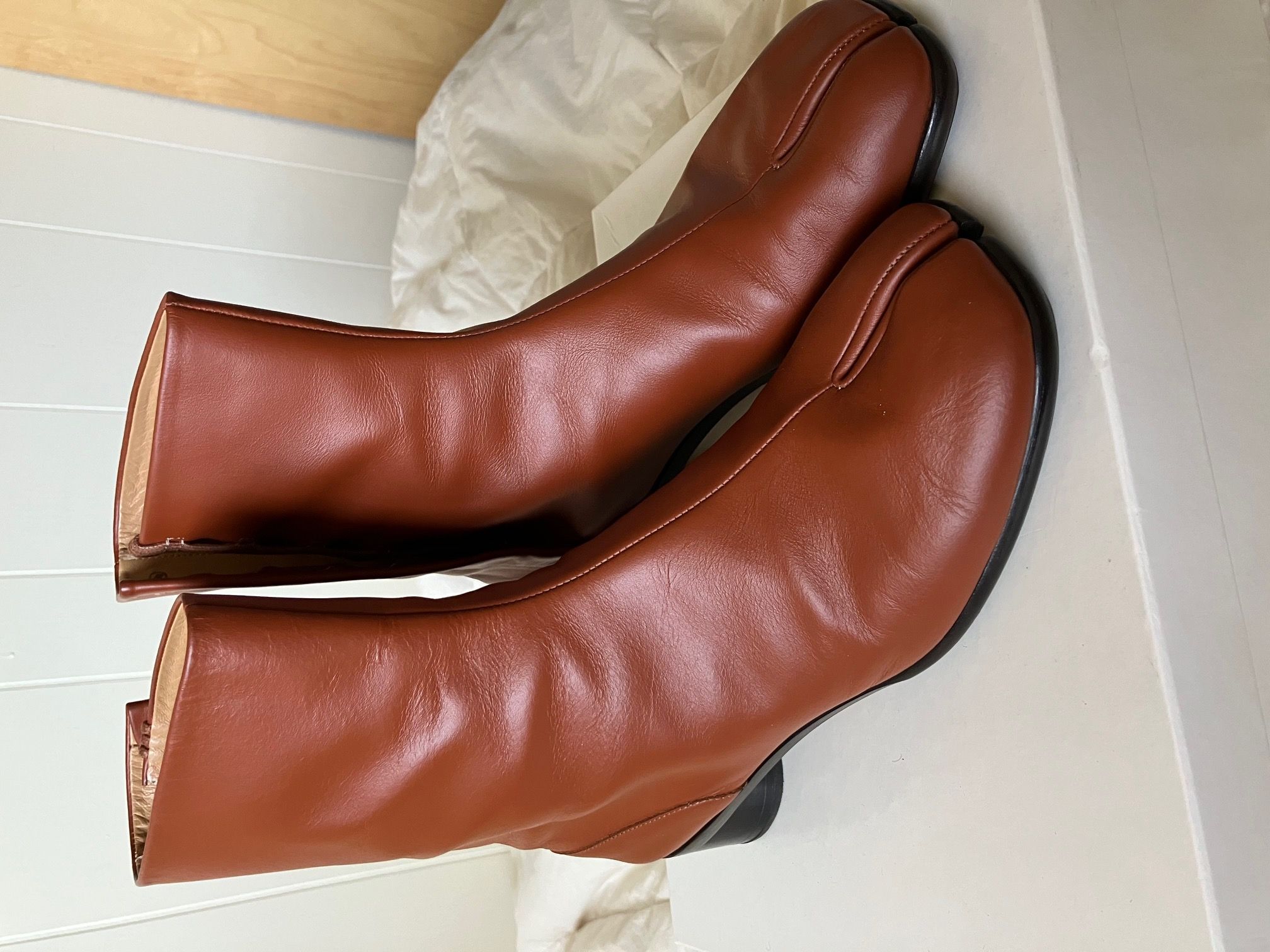Pre-owned Maison Margiela Tabi Boots In Brown