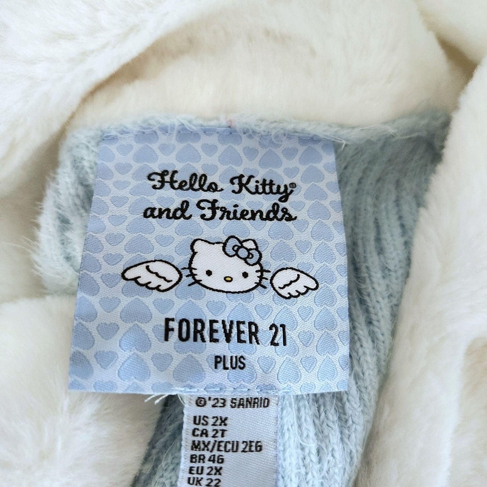 Forever 21 HELLO KITTY ☆ RIBBED KNIT CARDI w/ FUR COLLAR 4x ☆ NWT Size 4XL / US 24-26 - 10 Thumbnail