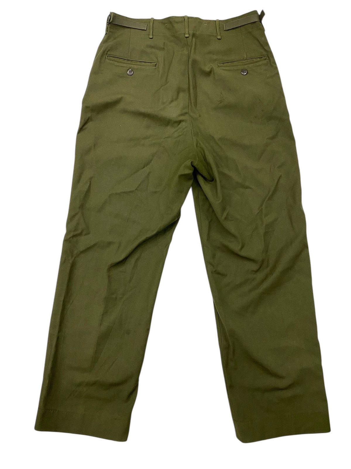 Vintage Vtg US Army 1950s military issue olive wool field trousers Size US 33 - 2 Thumbnail