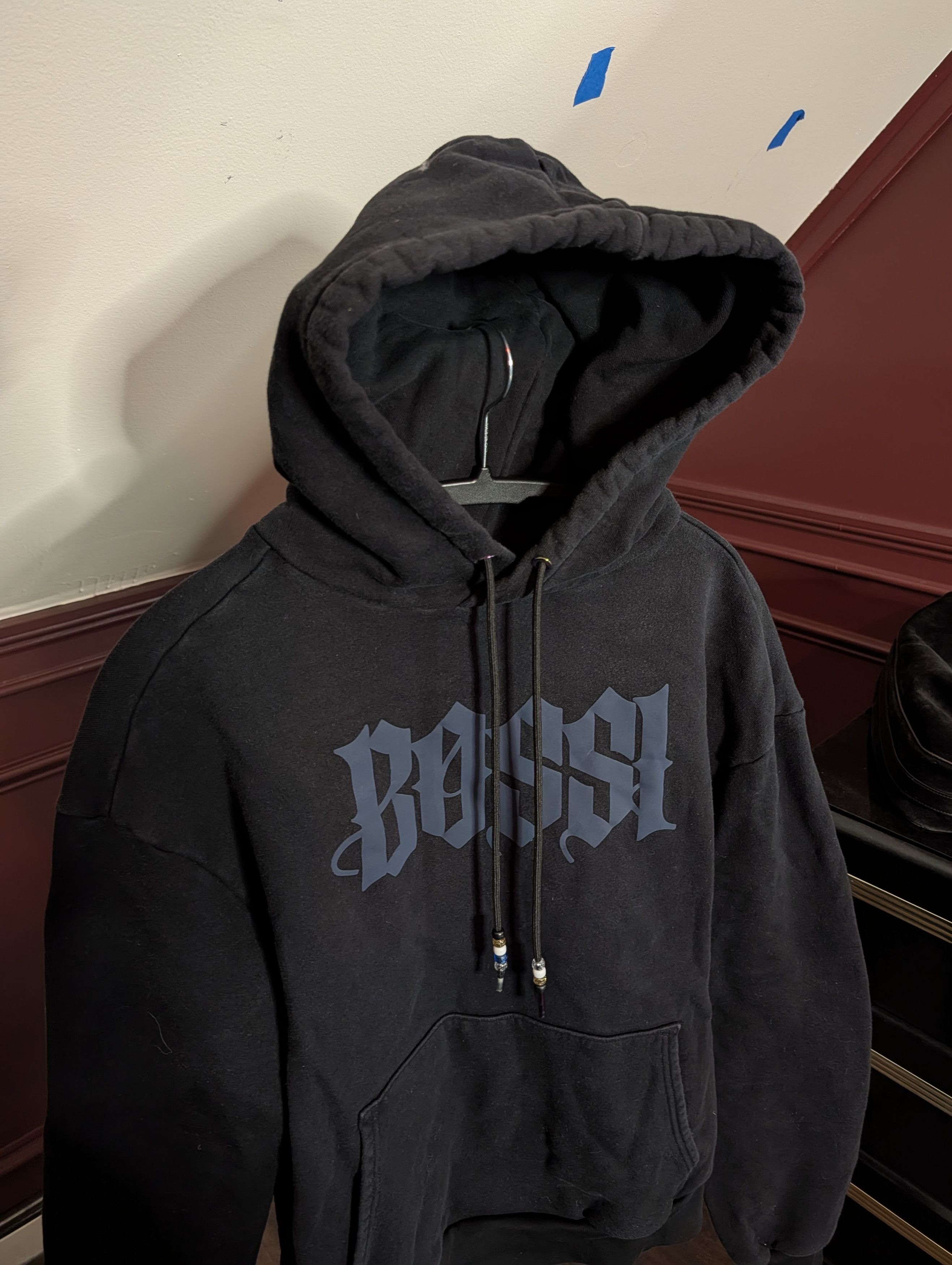 Bossi Sportswear Black logo graphic beaded drawstring hoodie MiUSA large Size US L / EU 52-54 / 3 - 2 Thumbnail