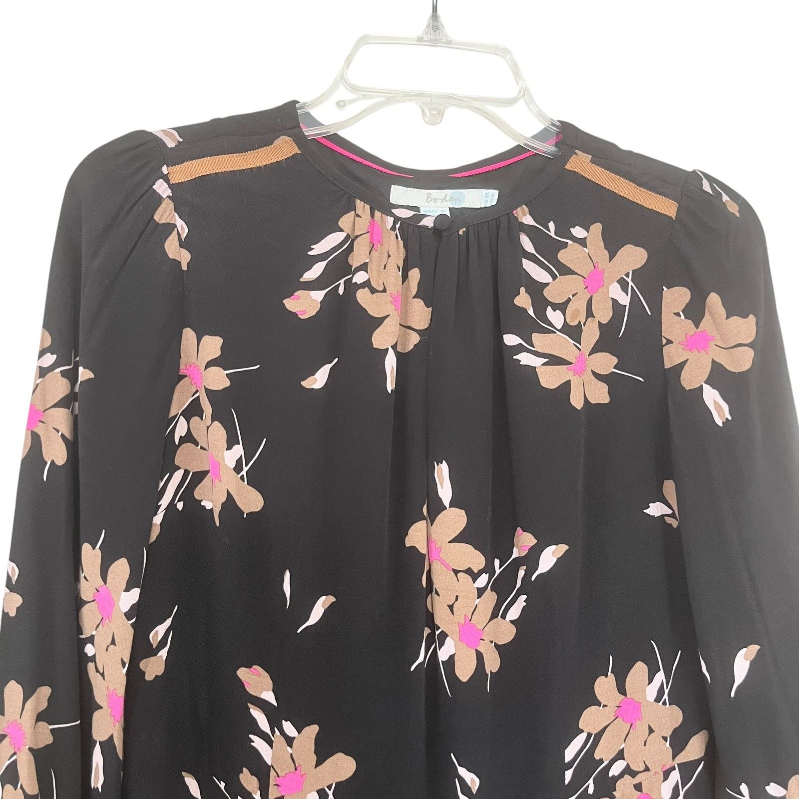 Boden Boden Mara Black Floral Print Shift Knee Length Dress Size M / US 6-8 / IT 42-44 - 3 Thumbnail