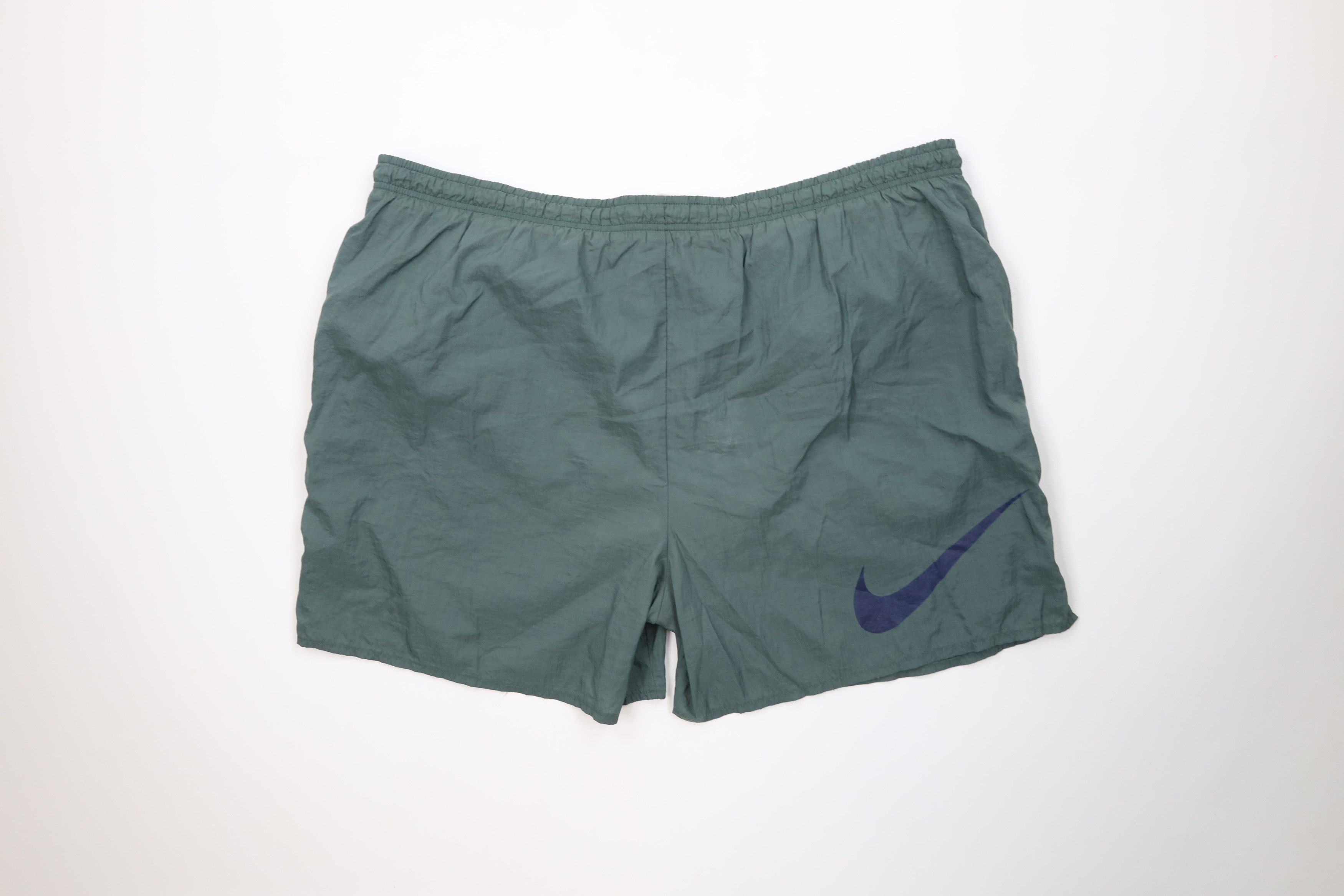 Nike Vintage 90s Nike Travis Scott Big Swoosh Lined Shorts Green Size US 38 / EU 54 - 11 Thumbnail