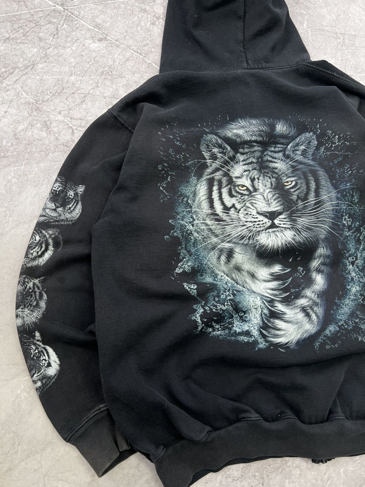 Harley Davidson × Japanese Brand Tiger Vintage Y2K Harley Davidson Sun faded Hoodie Flame Size US L / EU 52-54 / 3 - 9 Thumbnail
