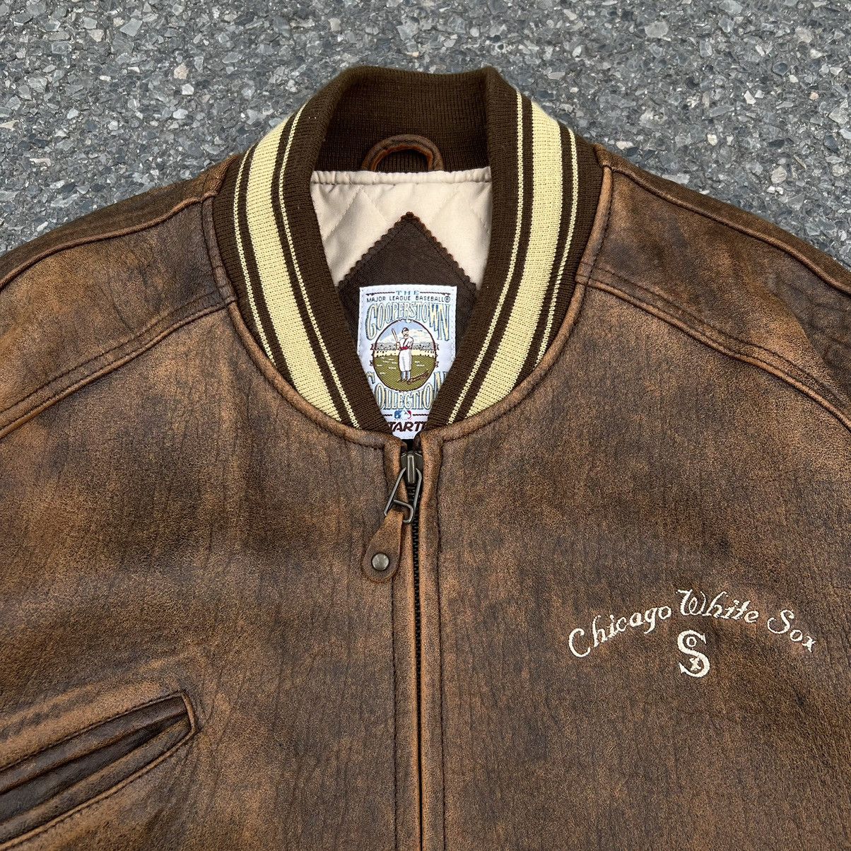 Genuine Leather × Starter × Vintage Vintage 90s Chicago White Sox by Starter Leather Jacket Size US L / EU 52-54 / 3 - 7 Thumbnail