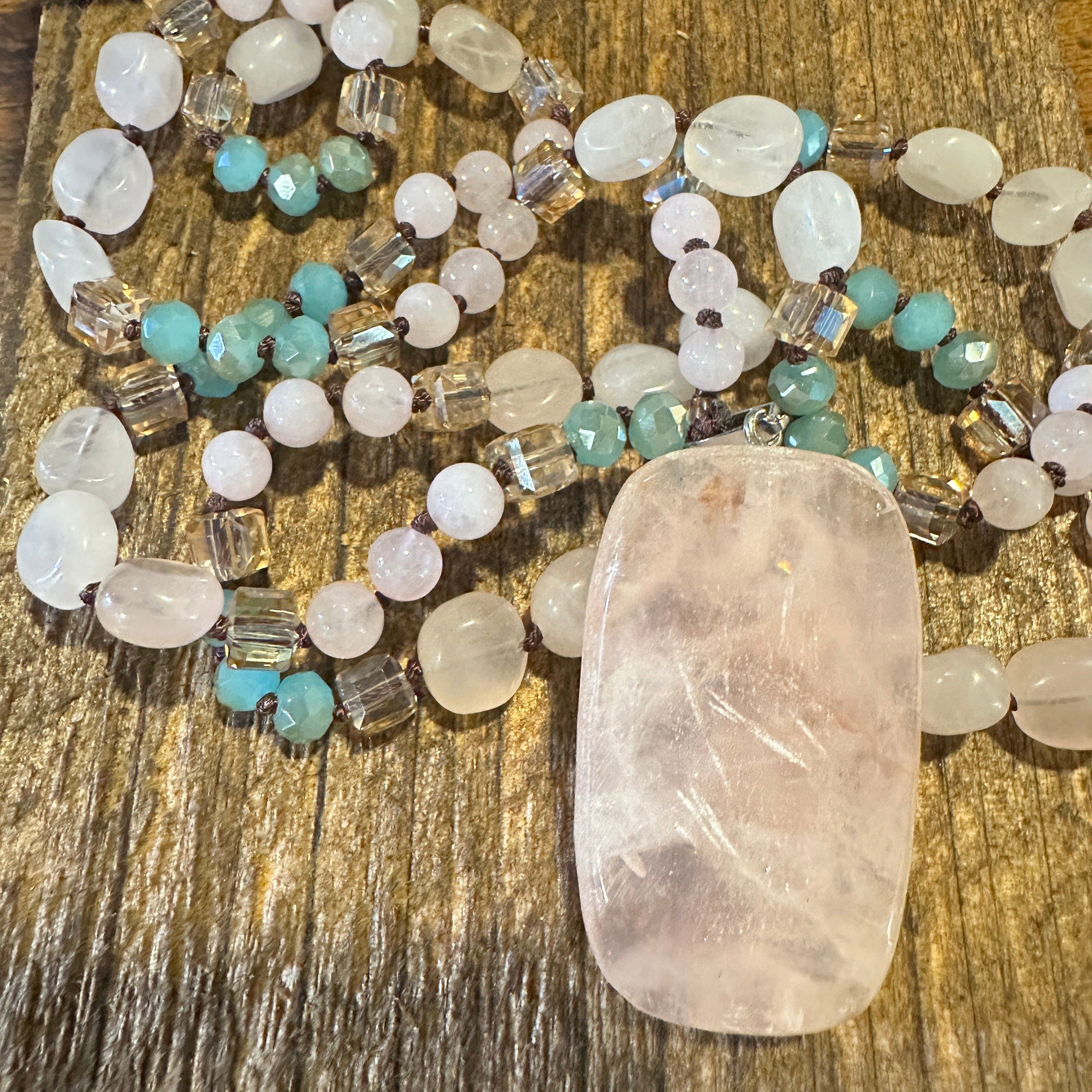 Other Bohemian Natural Pink Quartz Pendant Necklace | Handcrafted Size ONE SIZE - 8 Thumbnail