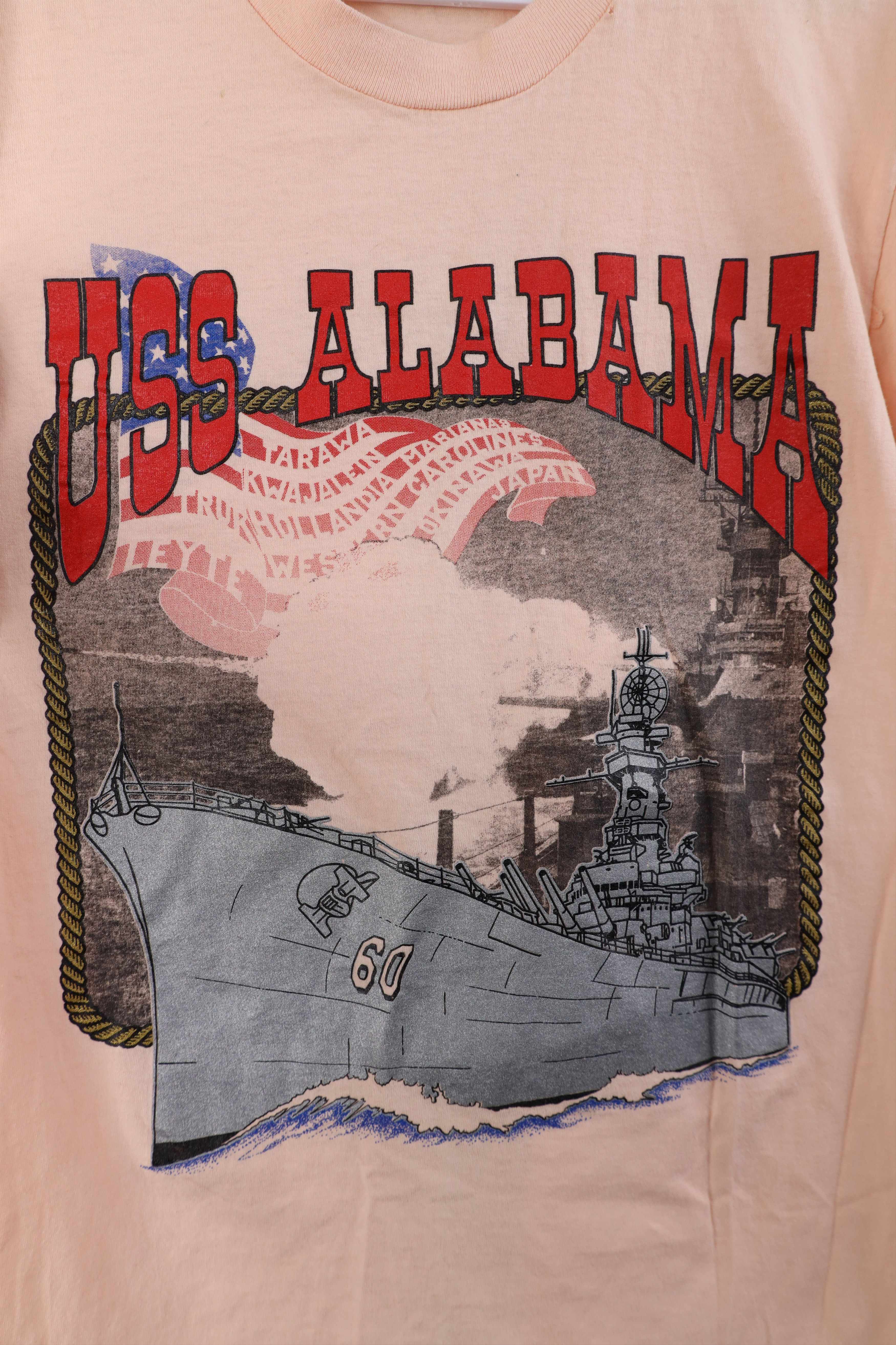 Vintage Vintage 80s USS Alabama Military Naval Ship T-Shirt Pink USA Size M / US 6-8 / IT 42-44 - 4 Thumbnail