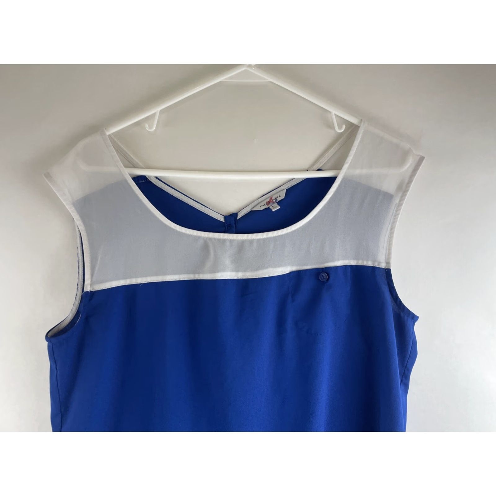 Vintage Naked Zebra Shirt Women's Large Blue Tank Top Semi Sheer Buttons Up Back Blouse Womens Size L / US 10 / IT 46 - 3 Thumbnail