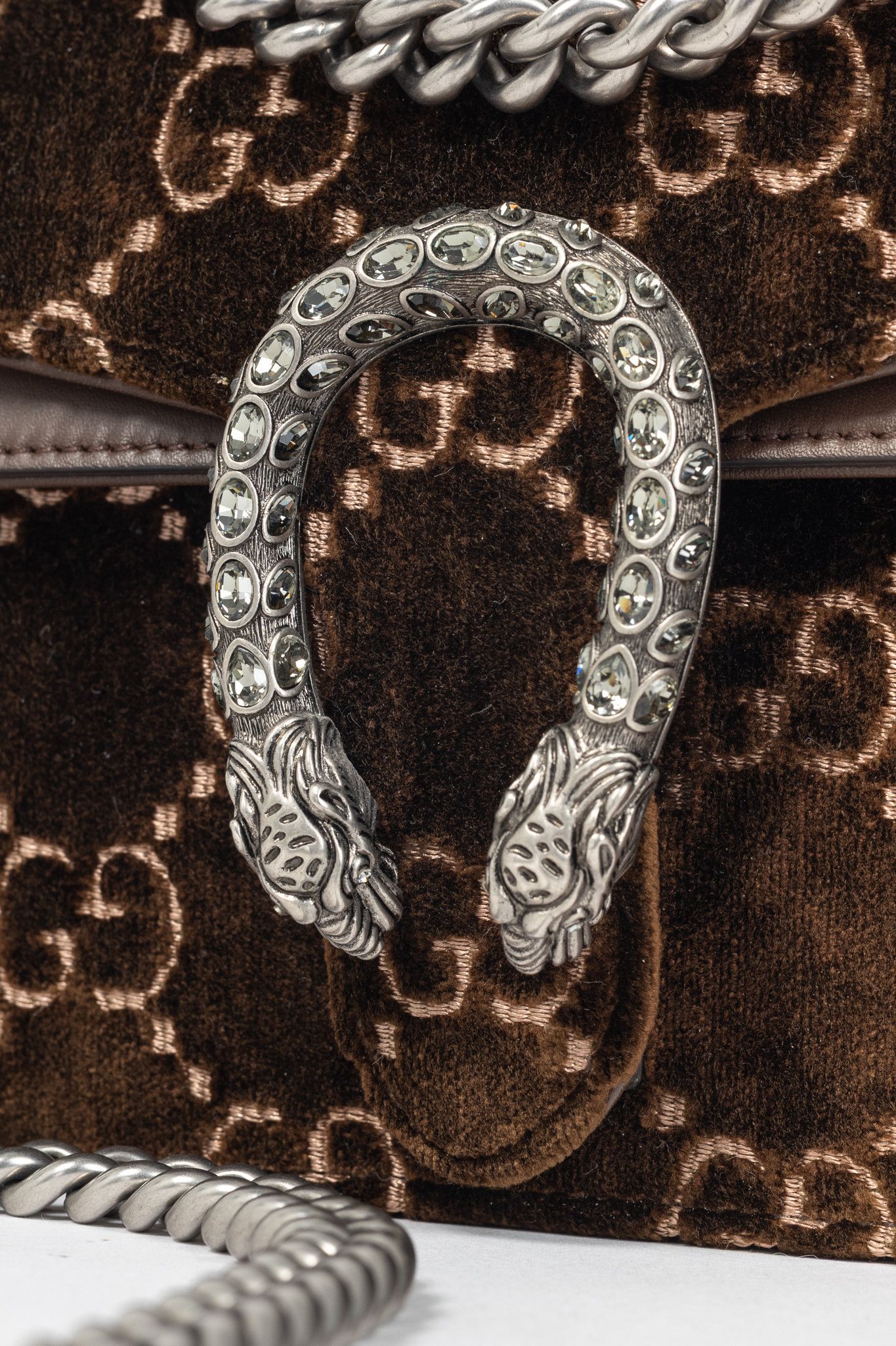 Gucci Gucci Dionysus Brown Velvet GG Monogram Medium Shoulder Bag Size ONE SIZE - 8 Thumbnail