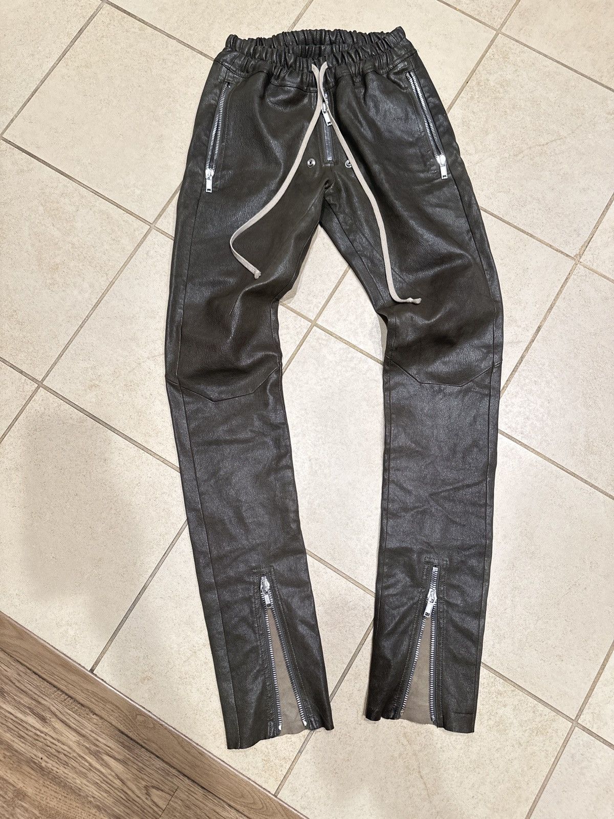 Rick Owens $3,000 RARE goat leather Bela back zip Gary pant Size US 31 - 2 Thumbnail