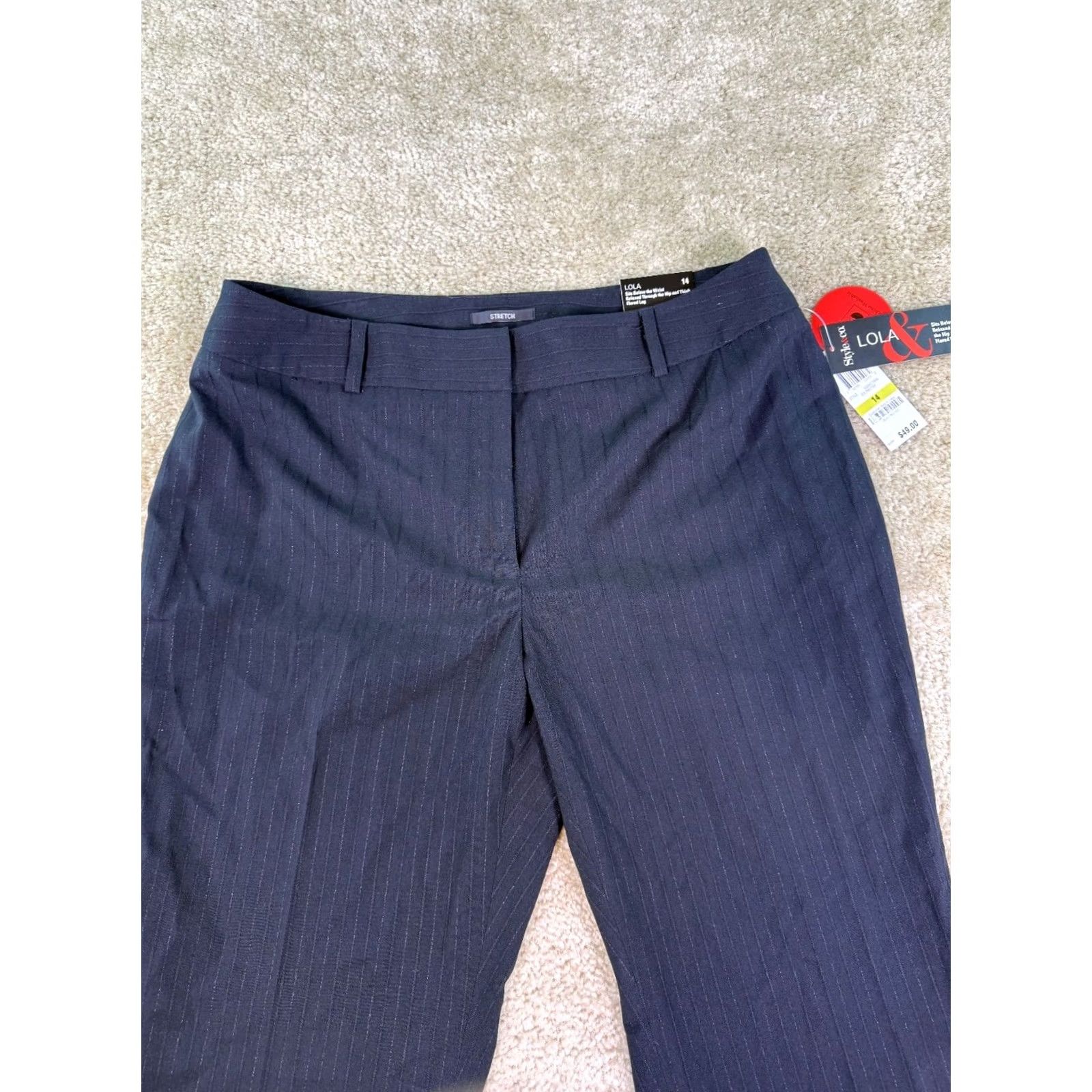 Vintage Style & Co Dress Pants Womens 14 Striped Flared Leg Career NEW Size 24" / US 00 / IT 34 - 2 Thumbnail