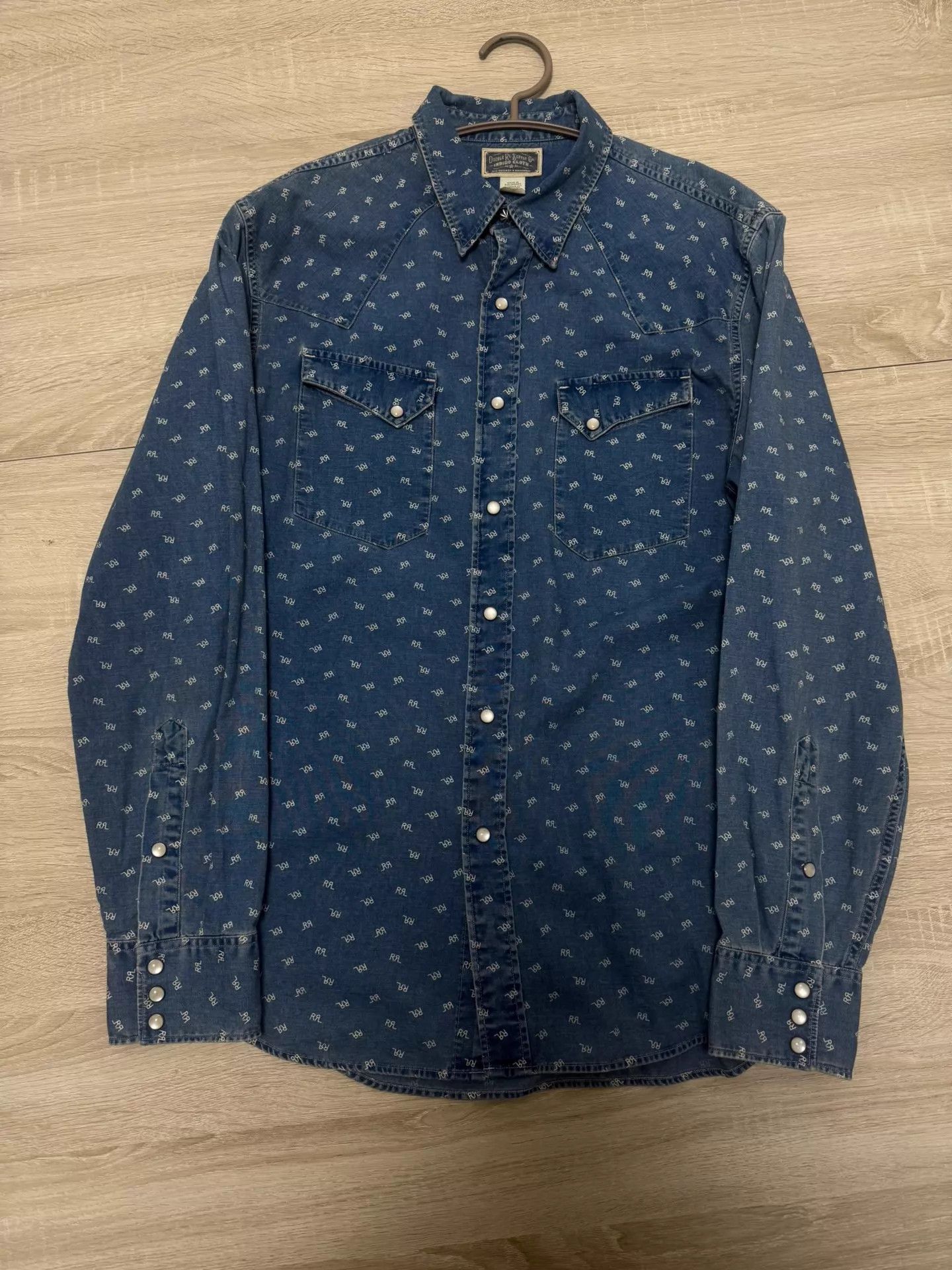 RRL Ralph Lauren Men's RRL Double RL Indigo Logo Shirt L Size US L / EU 52-54 / 3 - 1 Thumbnail