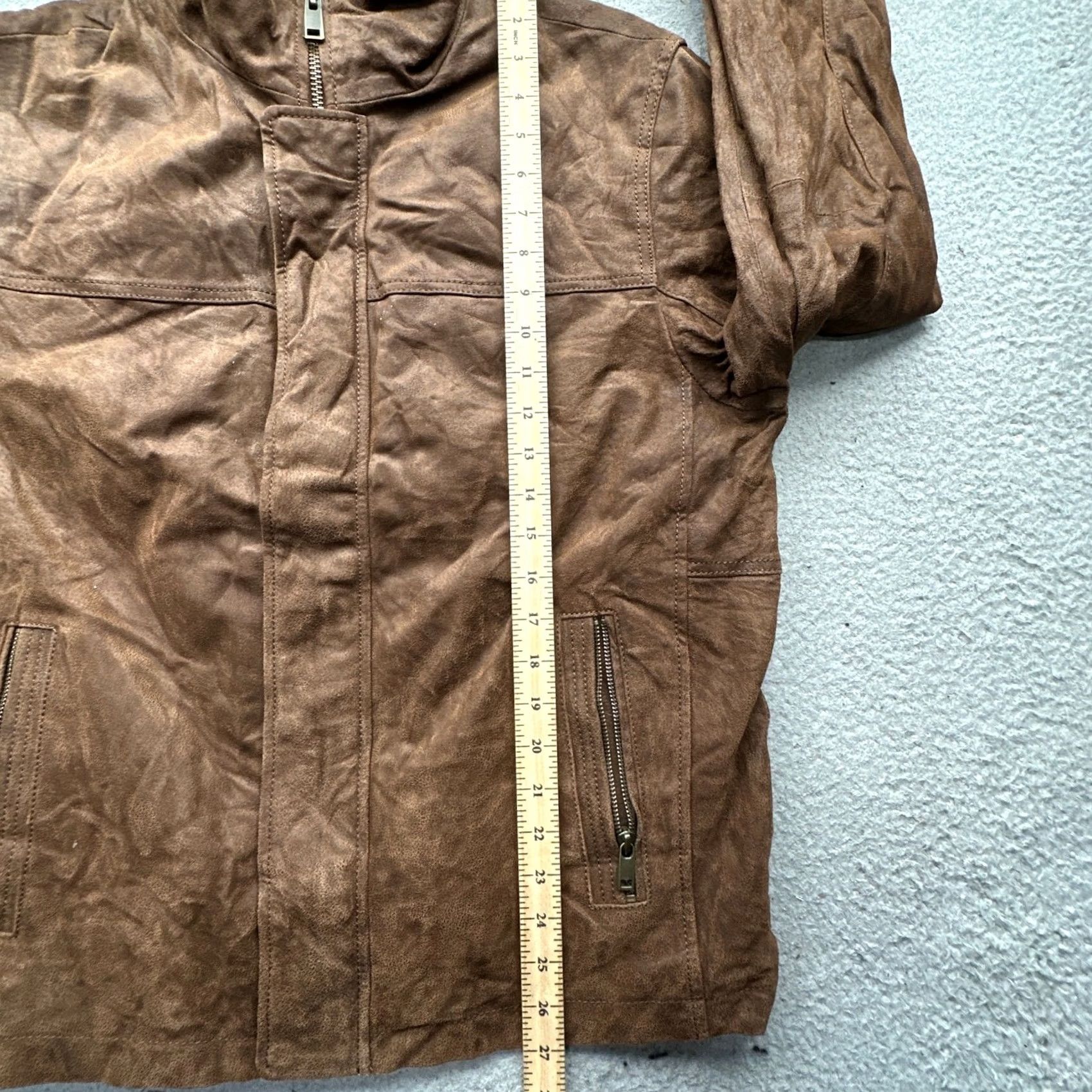Roundtree & Yorke Roundtree & Yorke Suede Leather Jacket Mens M Lined Brown Full Zip Bomber Jacket Size US M / EU 48-50 / 2 - 6 Thumbnail