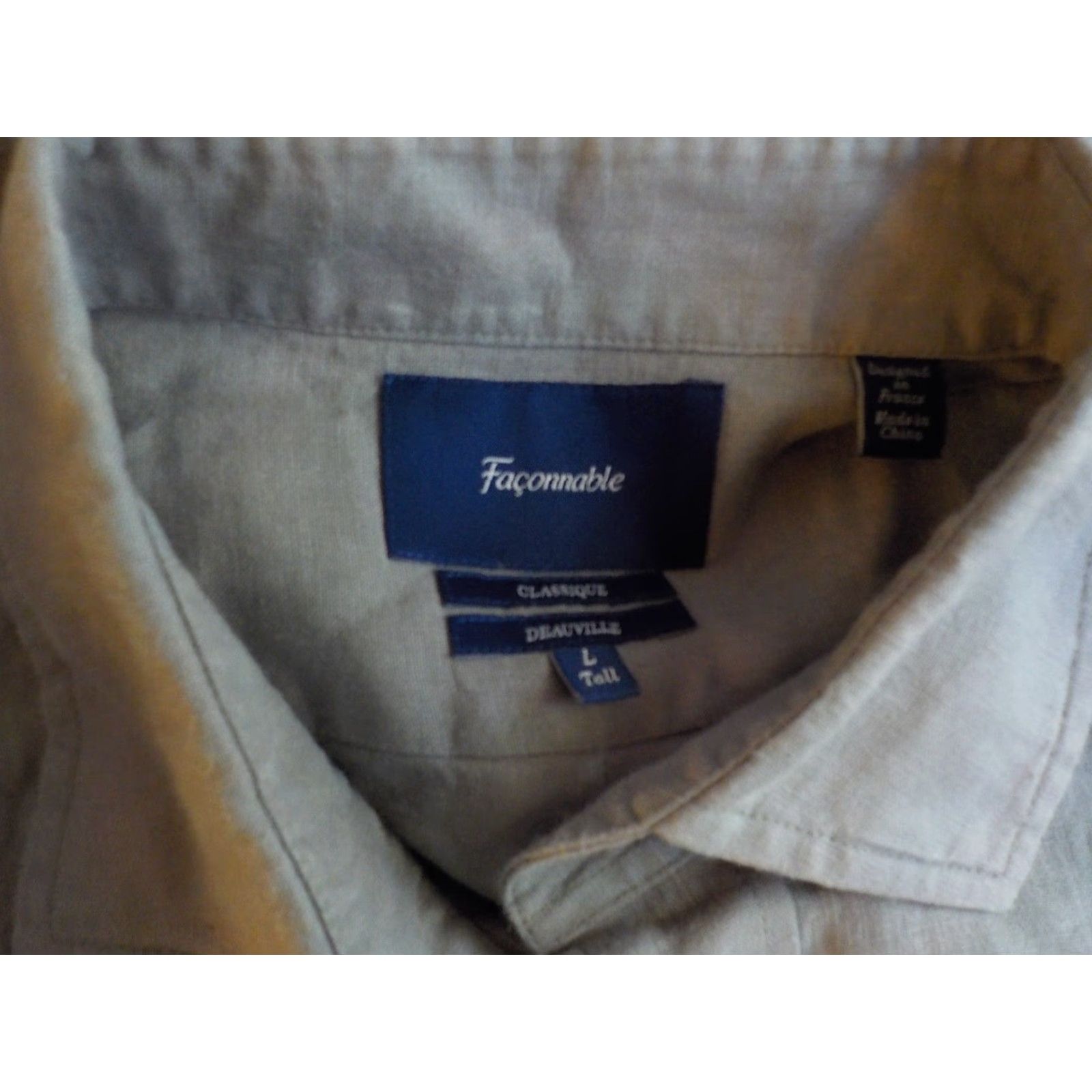 Faconnable FACONNABLE Classique Deauville LS Button Front Shirt Gray Linen SZ LARGE Mens Shirt Linen Button-Up Long Sleeve Plain Solid Faconnable Label Pocket Size US L / EU 52-54 / 3 - 4 Thumbnail