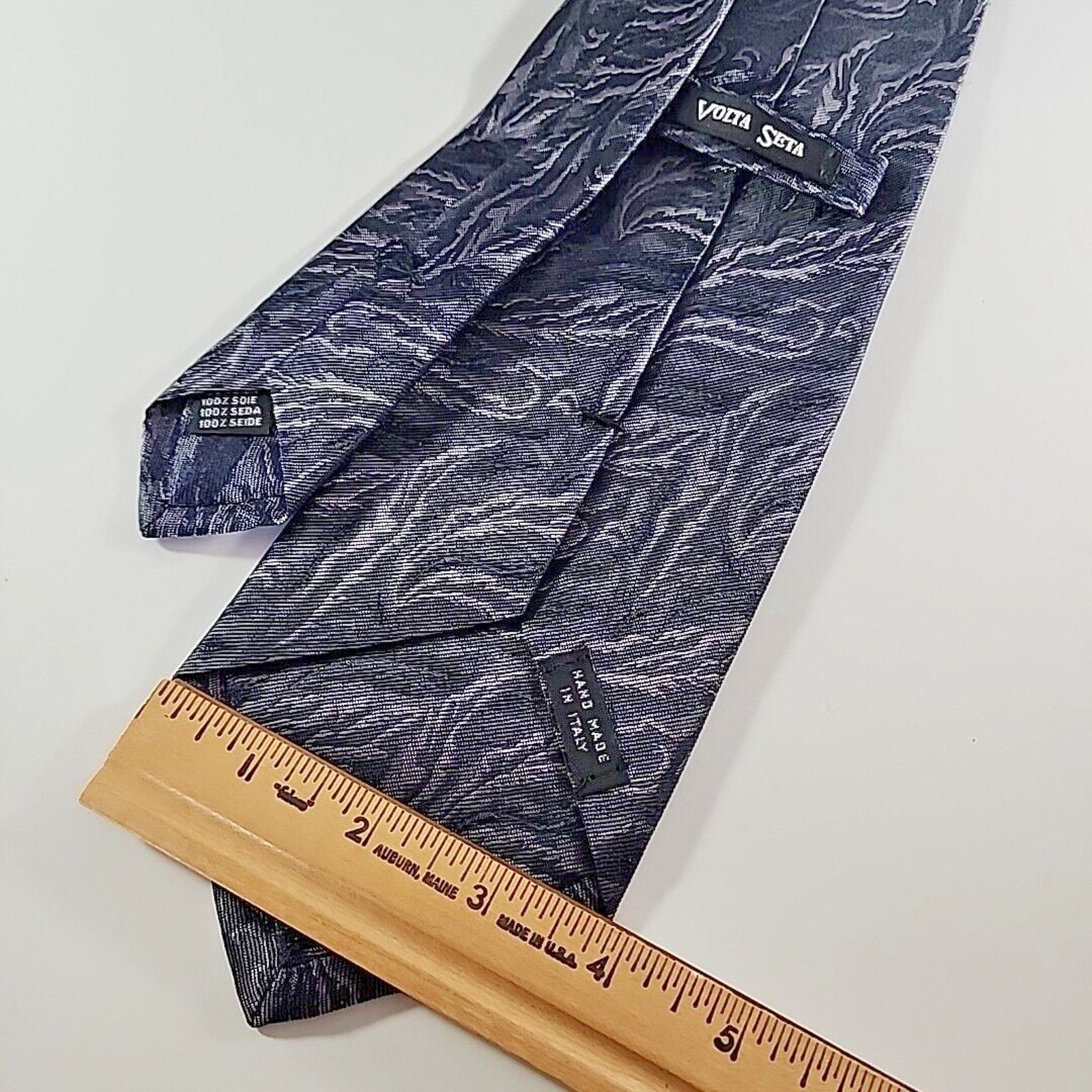 Other Volta Seta Silk Necktie Blue-Grey Floral Pattern - Like New Size ONE SIZE - 2 Thumbnail