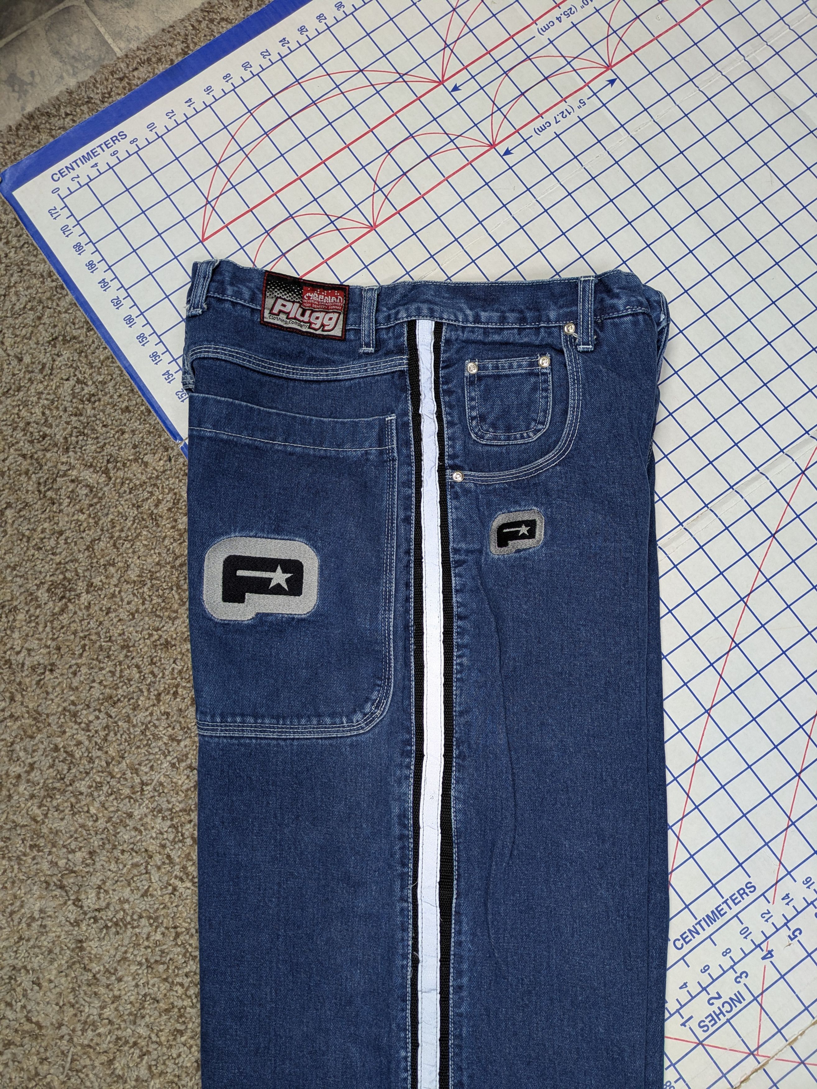 JNCO Plugg Reflective Stripe Baggy Wide Leg Raver Jeans Vintage Size US 31 - 4 Thumbnail