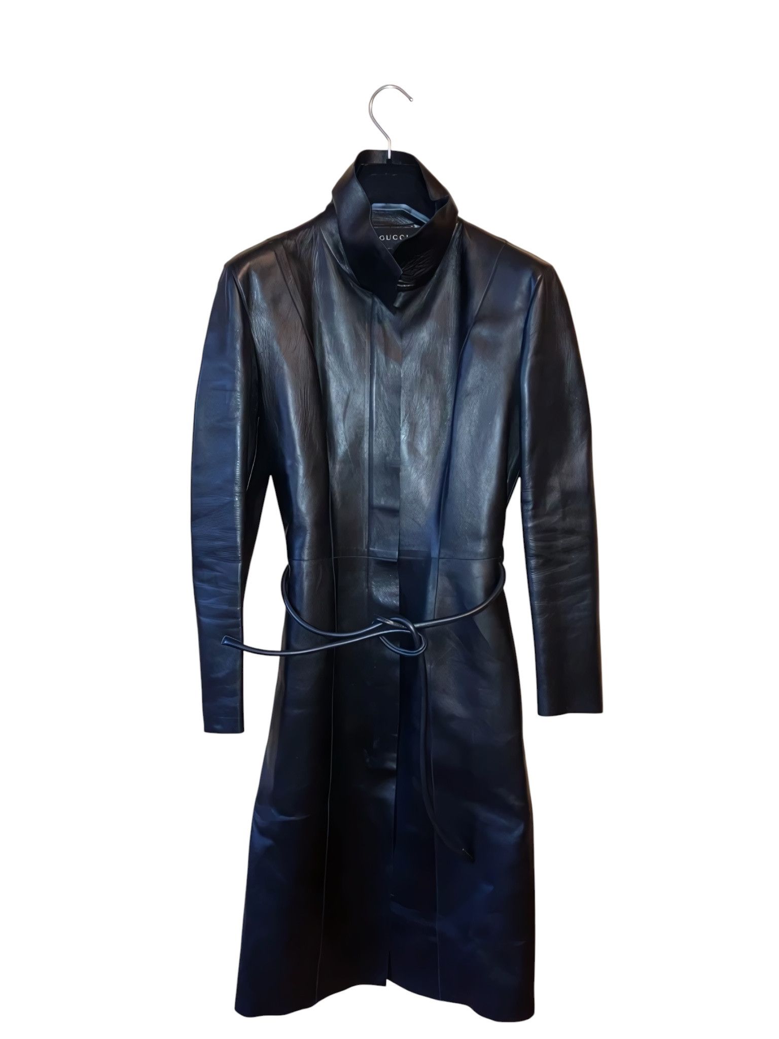 Gucci F/W 1999 RUNWAY LEATHER BELTED COAT Size XS / US 0-2 / IT 36-38 - 2 Thumbnail