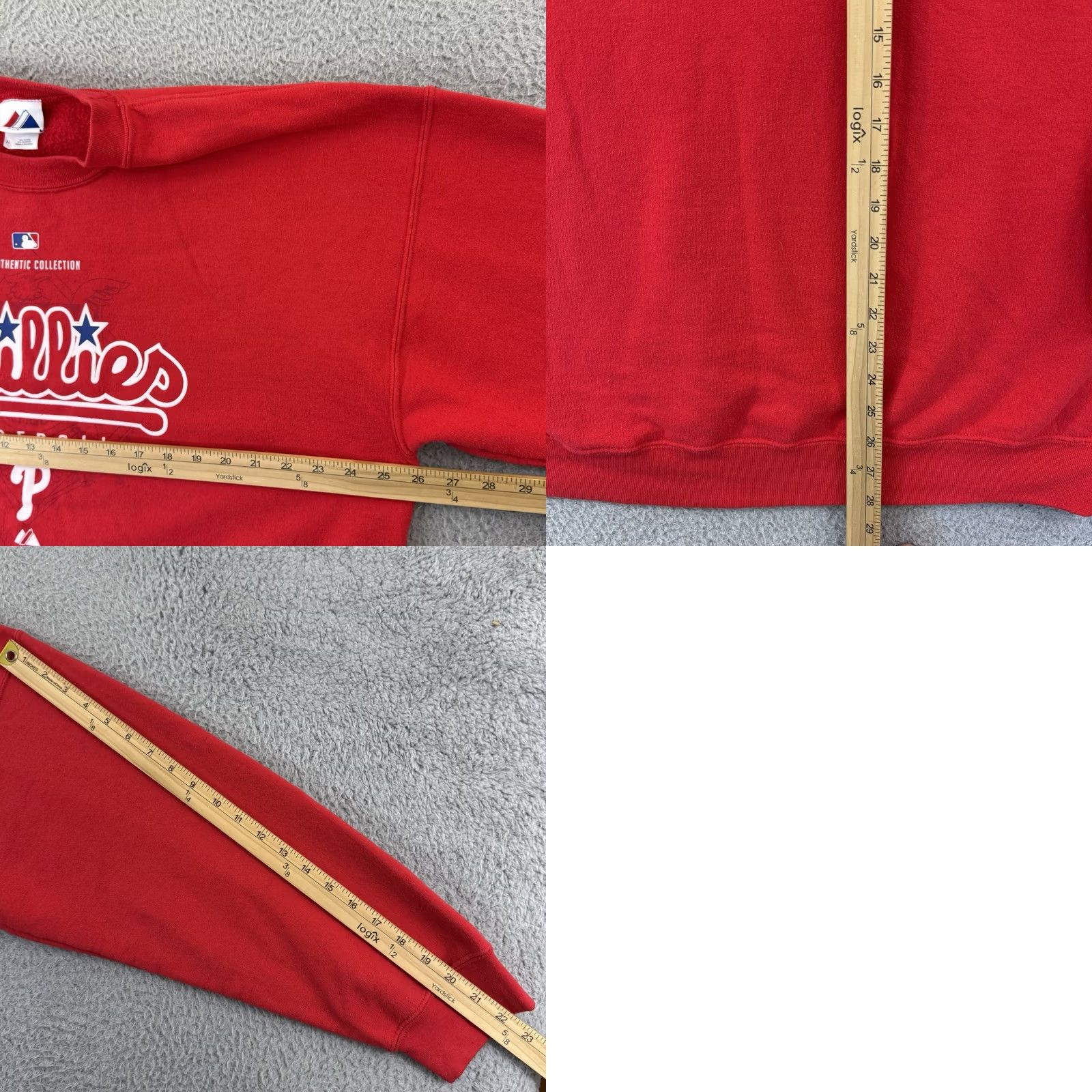 MLB VINTAGE Majestic Philadelphia Phillies Sweatshirt Men’s XL Red 90s Graphic Print Crew Neck Pullover MLB Baseball USA Size US XL / EU 56 / 4 - 8 Thumbnail