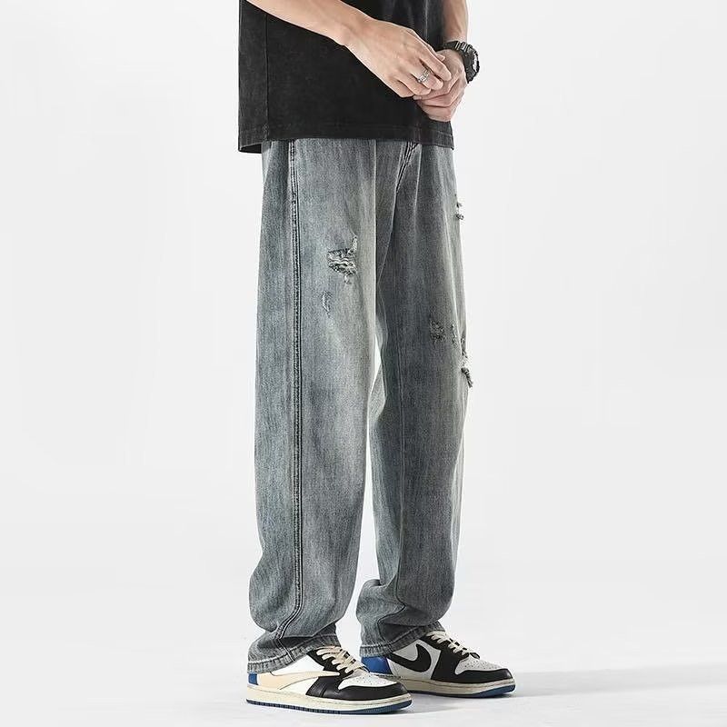 Japanese Brand Men's American retro straight loose ripped jeans Size US 32 / EU 48 - 2 Thumbnail