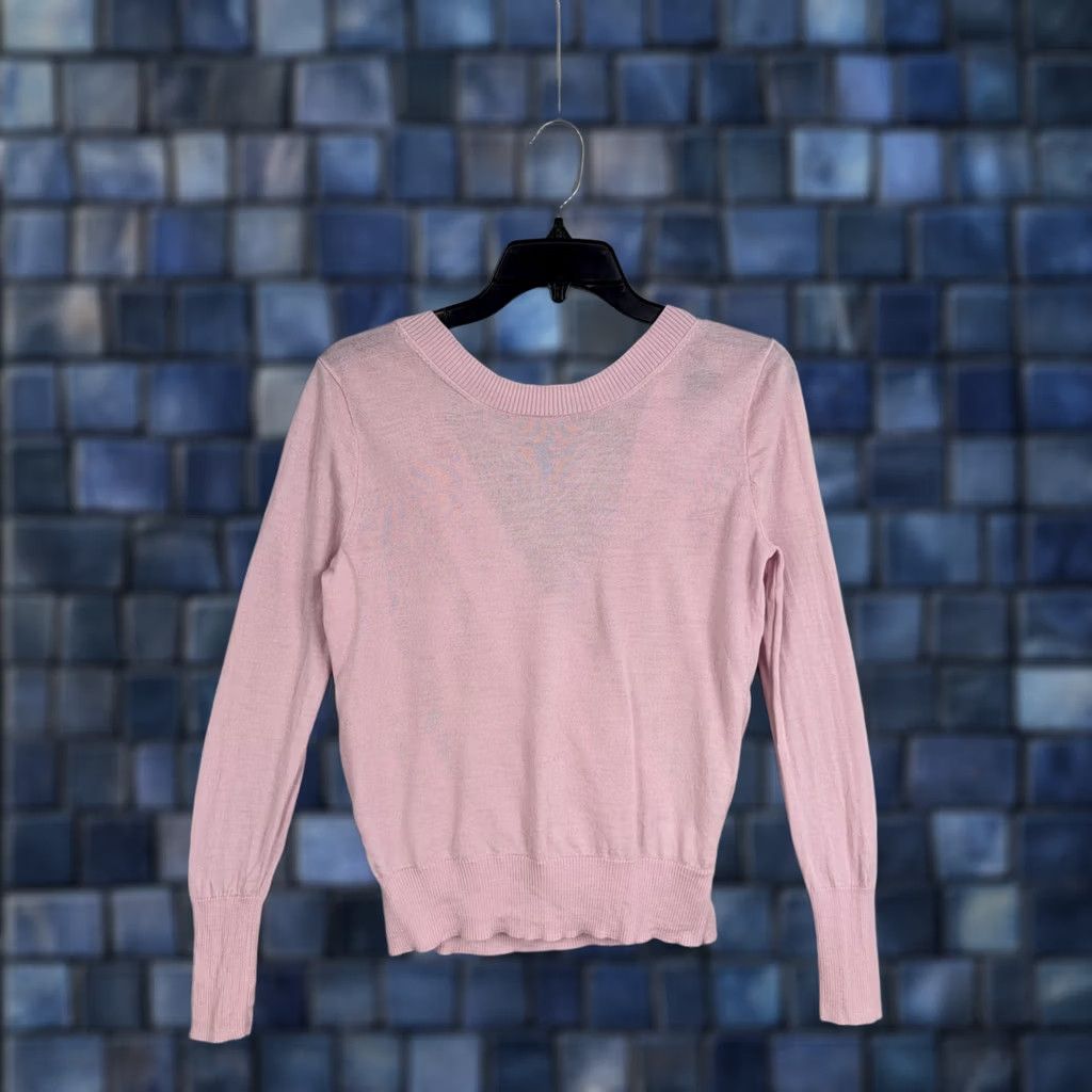 J.Crew J.CREW Sweater Wrap Womens Small Pink Merino Wool Back Bow Tie V-Neck Knit Size S / US 4 / IT 40 - 1 Thumbnail