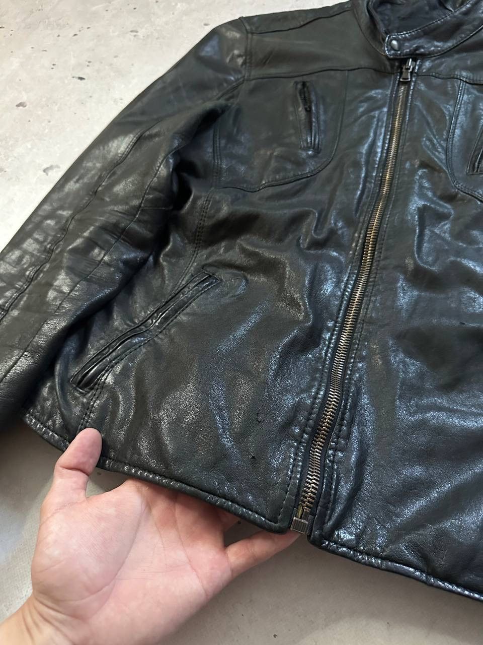 Leather Leonardo Black Leather Biker Jacket Y2K Avant Garde MOTO Size US L / EU 52-54 / 3 - 4 Thumbnail