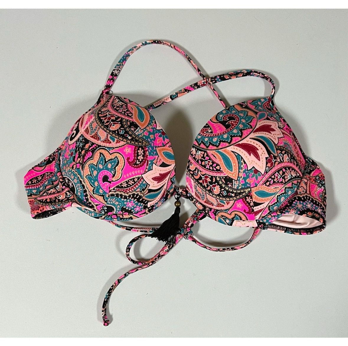 Other Pink Paisley Bikini Top Swimwear Bathing Suit Size 34C 🩷🖤✨ Size M / US 6-8 / IT 42-44 - 1 Thumbnail